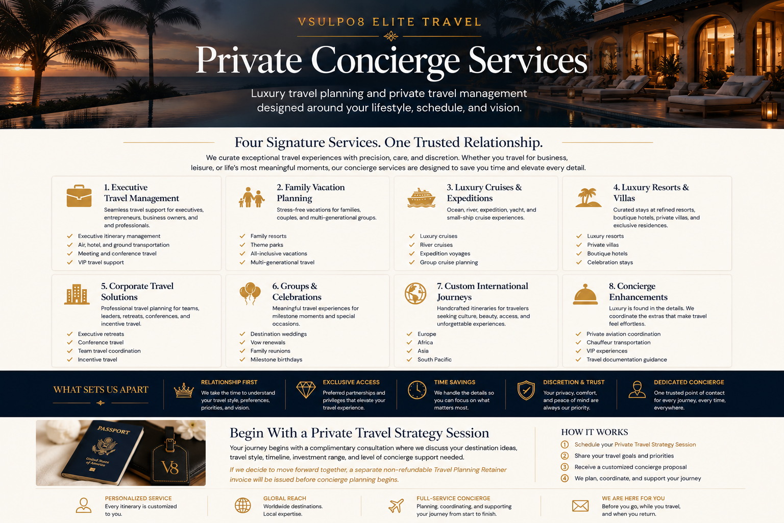 Vsulpo8 Elite Travel Private Concierge Services