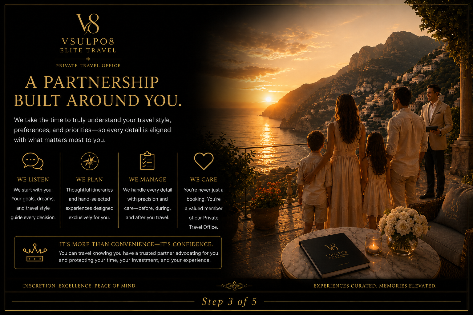 A partnership built around you. Step 3 of 5.