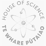 Logo of the House of Science Ohio, featuring an atom and orbiting electrons with text around it.