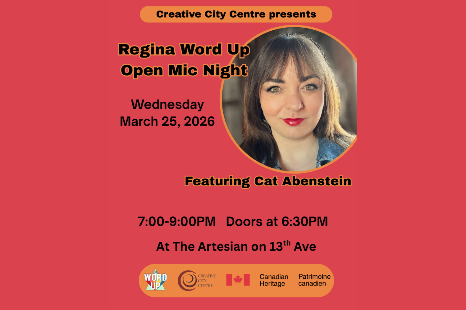 Creative City Centre presents Regina Word Up Open Mic Night featuring Cat Abenstein