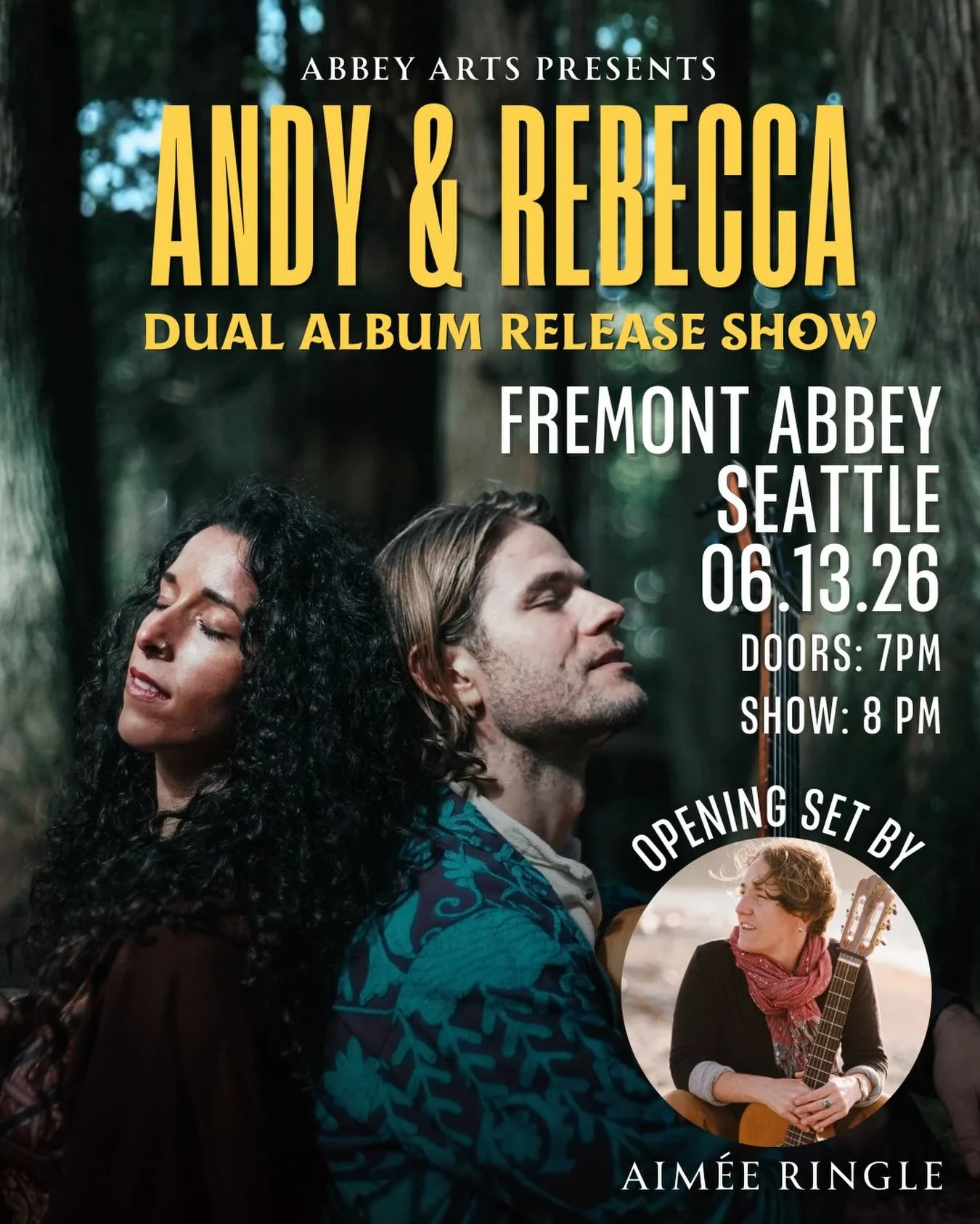 Another opportunity to celebrate the release of our two albums - this time in Seattle at the Fremont Abbey June 13th. 

So grateful to be joined by @bowlofstones for the entire evening and to hear her do a set of her own!

For clarity: 

@andy_fische