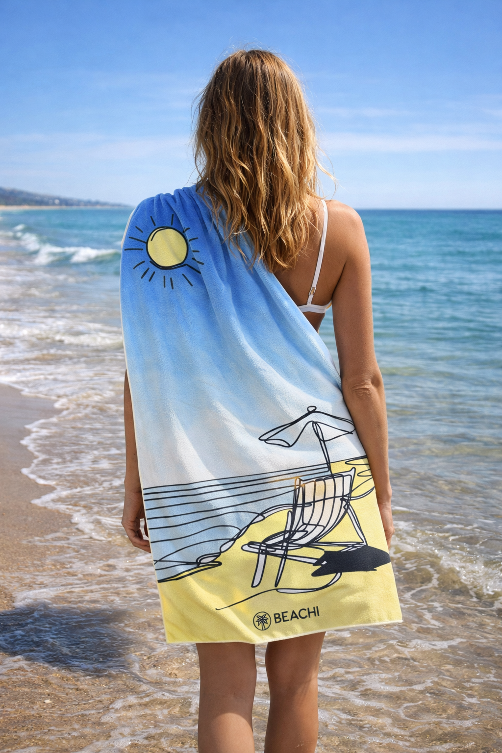 Sand-Free, Quick-Dry, BEACHI, Beach towel,Lazi coast woman walking in water.png