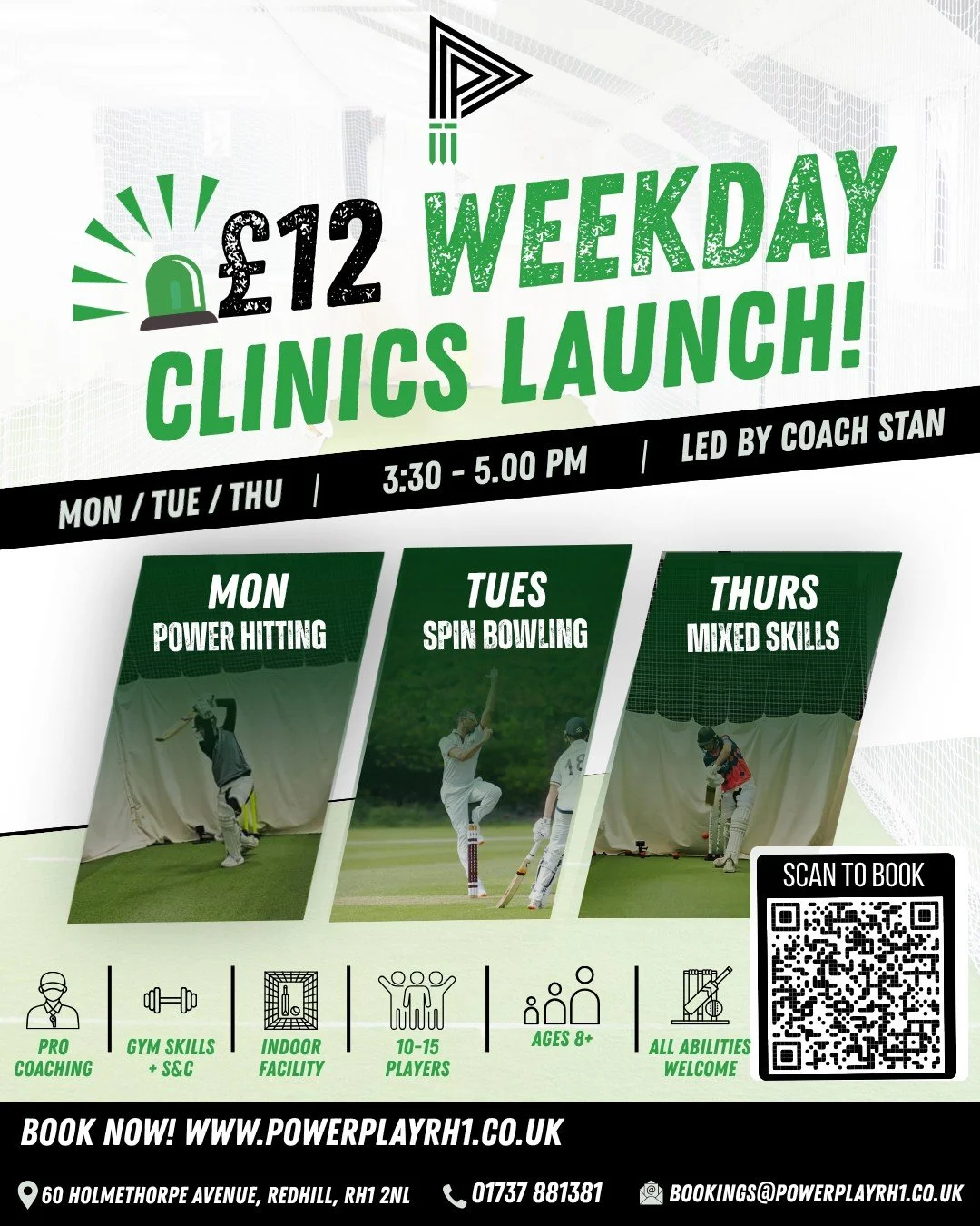 THE PERFECT CRICKET AFTER-SCHOOL CLUB FOR YOUR KIDS

Looking for a fun, active way to fill those weekday afternoons? Our &pound;12 summer cricket clinics keep kids moving, learning, and loving the game &mdash; all under expert coaching from Coach Sta