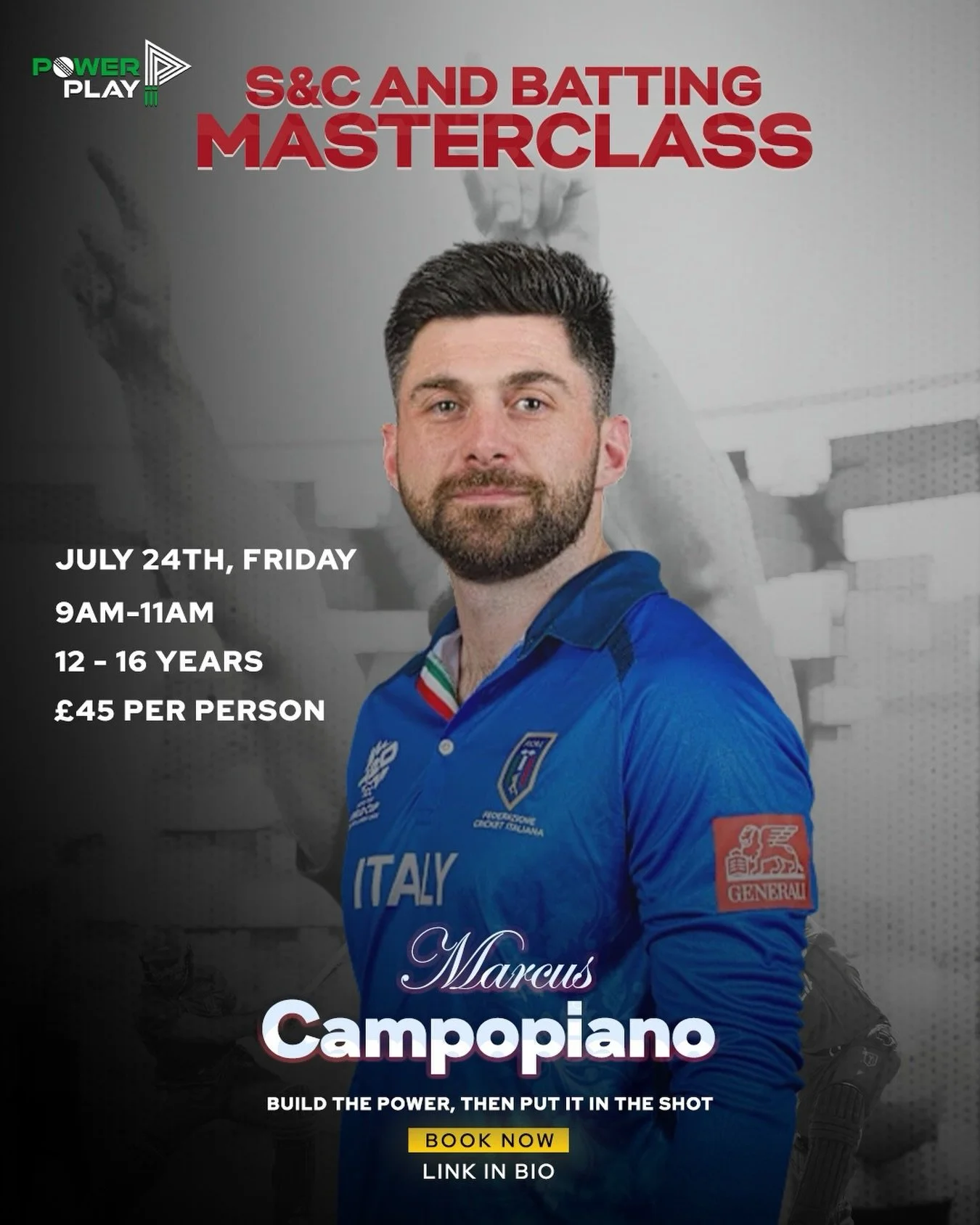 ⏳ 2 weeks to go

Marcus Campopiano&rsquo;s masterclass &mdash; July 24. Limited spots.

Link in bio to book! 

#cricketcoaching #masterclass #summerholidayclub #holidaycamps #cricket