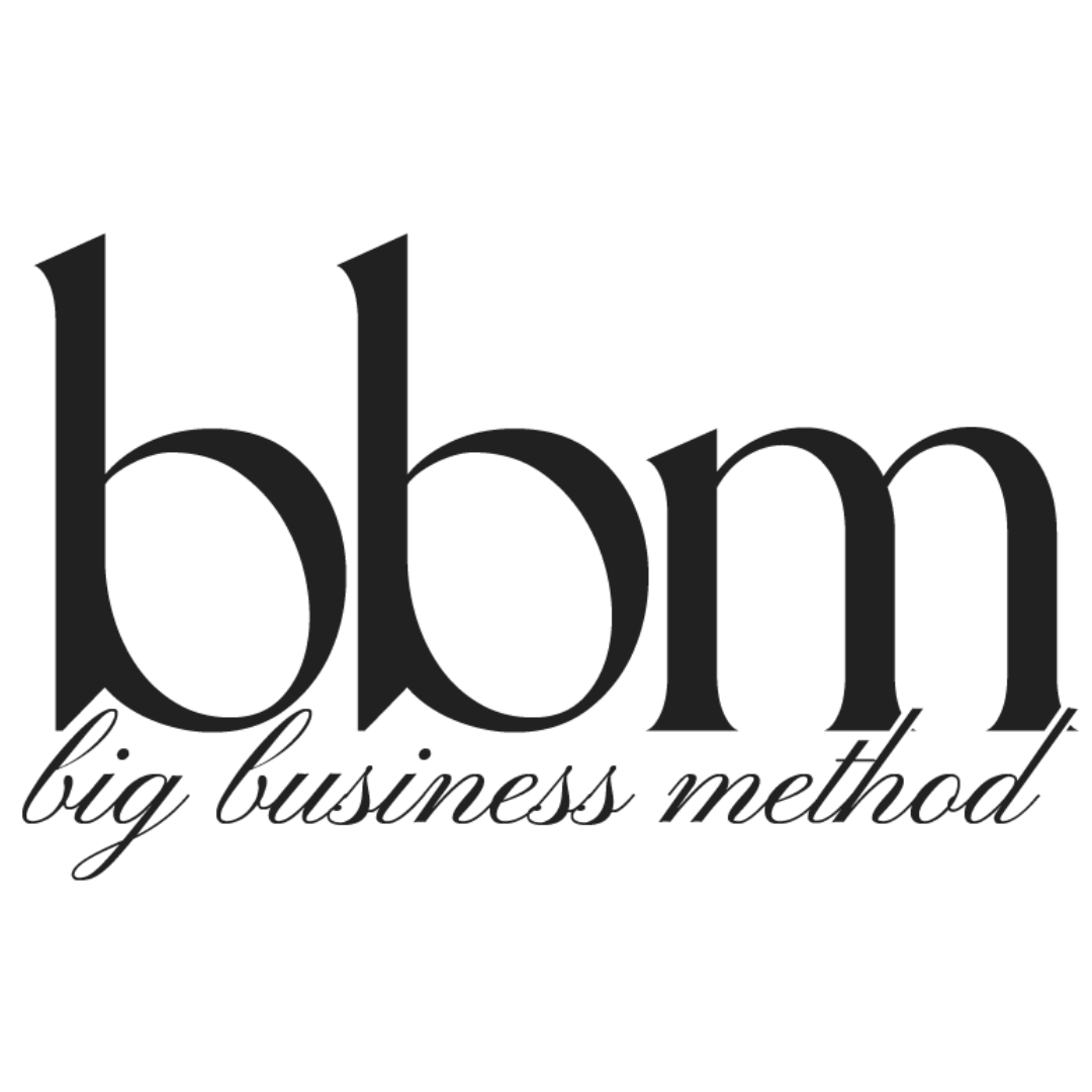 "bbm big business method" logo in black text