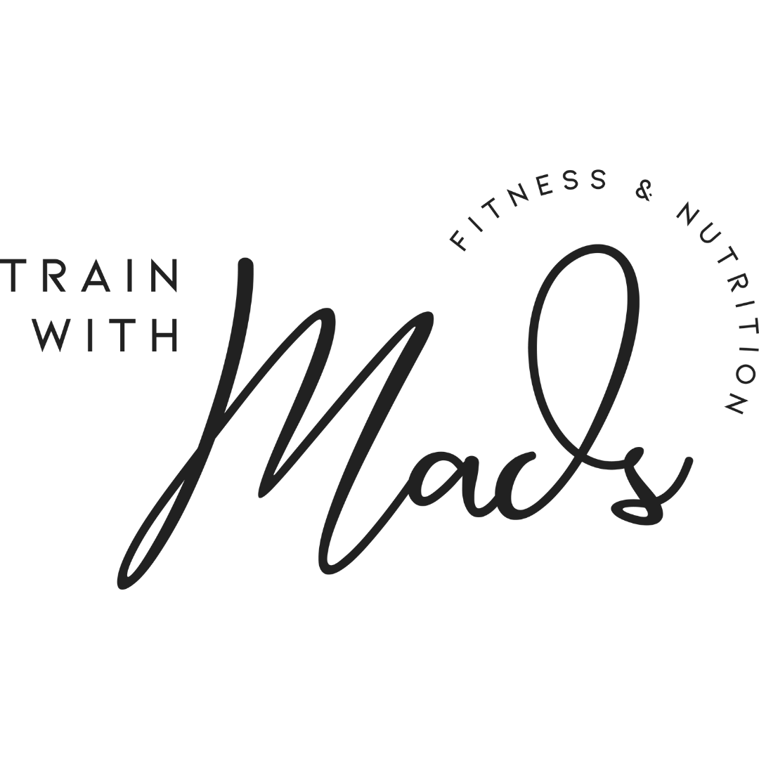 Logo with text 'Train with Mads Fitness & Nutrition' in script and sans-serif fonts.