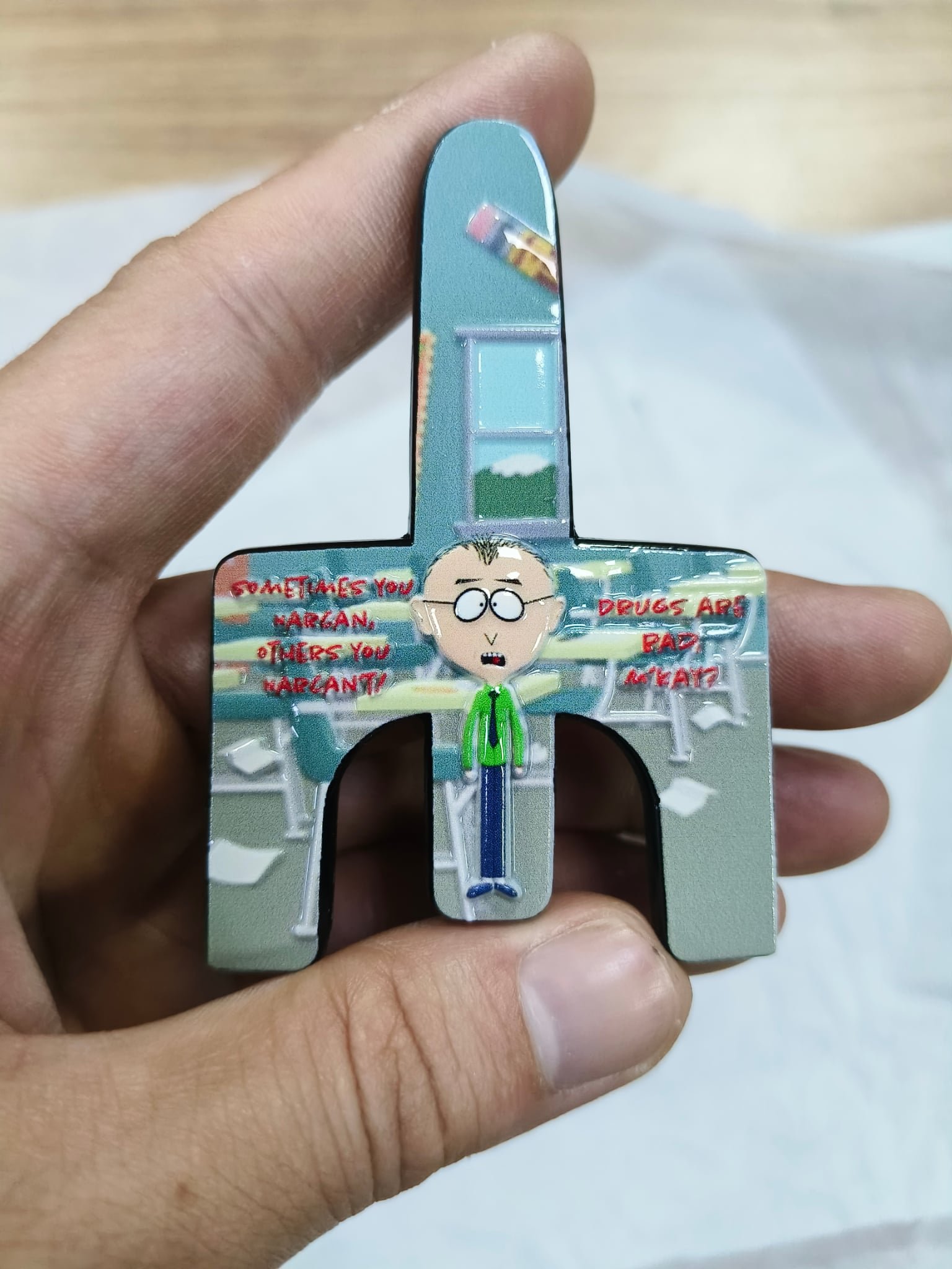 Narcan Challenge Coin with Mr. Mackey from South Park on the back.