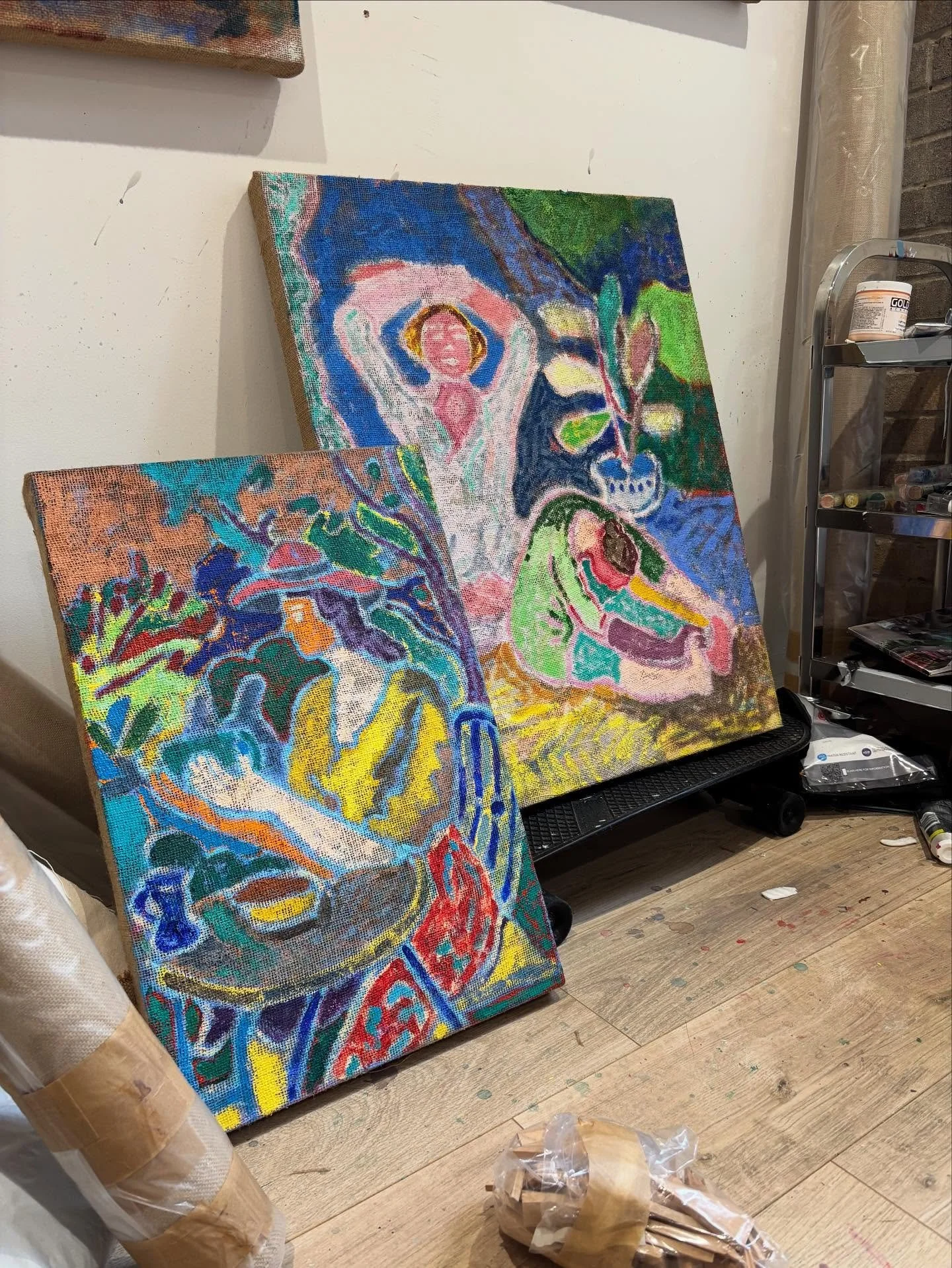 Painting standing on a skate board.

Acrylic and oil bar on hessian.

#abstract #assemblage #contemporaryabstract #abstractartforsale #canvaspainting #acrylicpainting #studio #colour #figurativepainting2024 #artbuyer #modernism #simple #contemporaryp