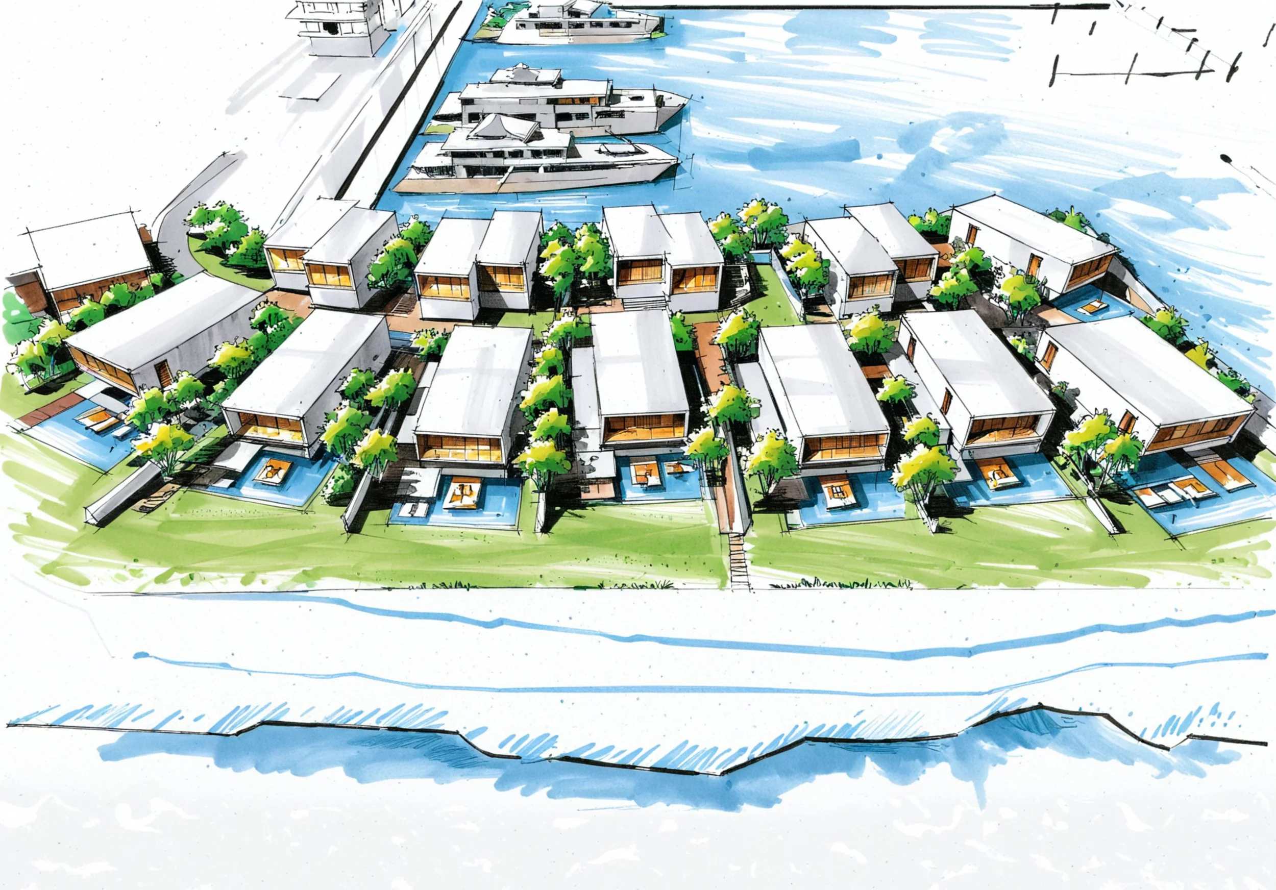 Brandon Buck Architects — Port Nimara waterfront marina architecture by Brandon Buck Architects