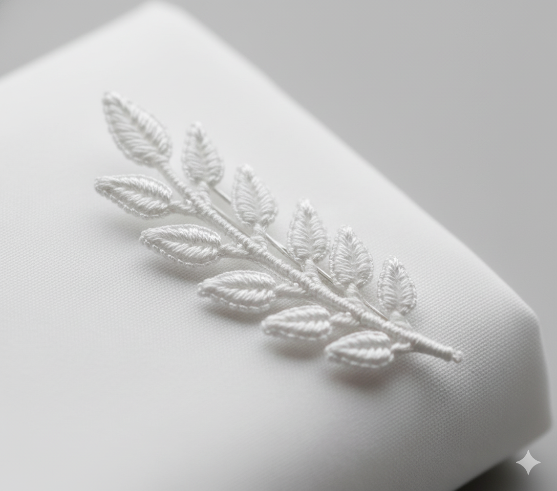 A person sewing floral patterns onto white fabric using an embroidery hoop.