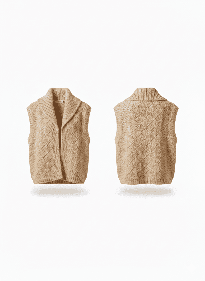 Knitted Diamond Pattern Flat-Weave Vest