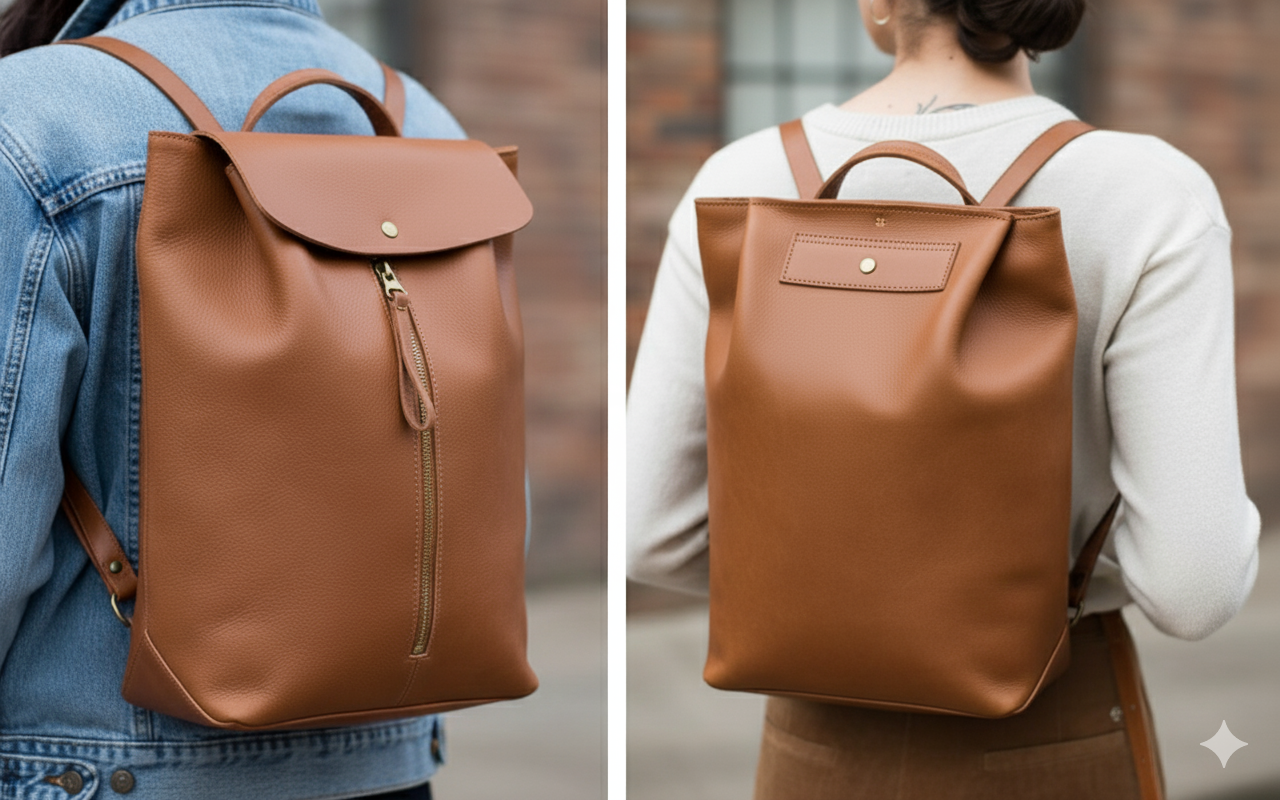 backpack leather hand made.