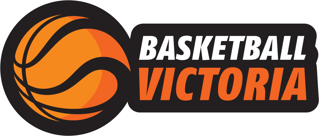 Basketball Victoria logo featuring an orange basketball with black lines and the words "Basketball Victoria" in bold white and orange text.