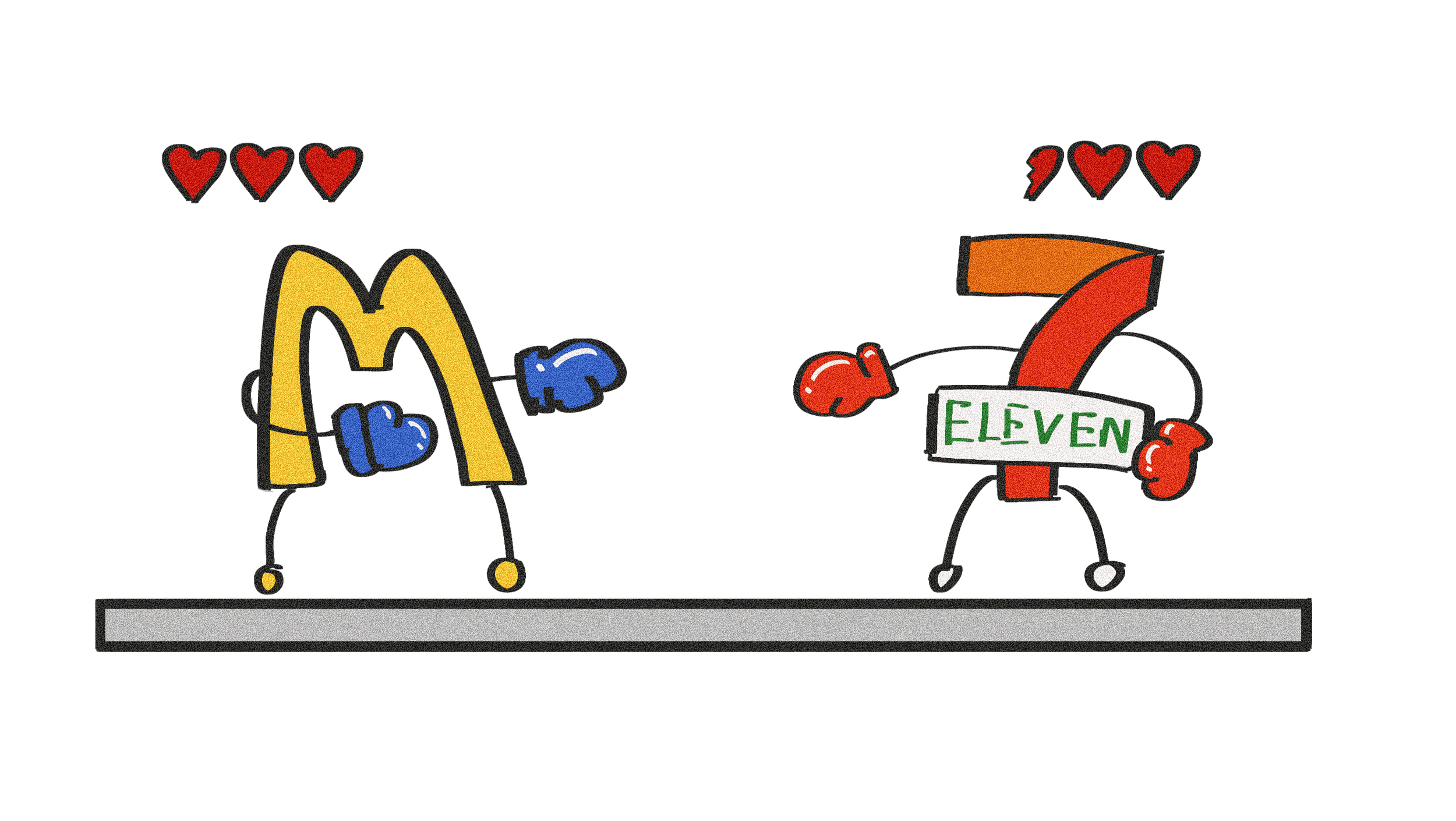 McDonald's in a boxing match with substitute, 7-Eleven
