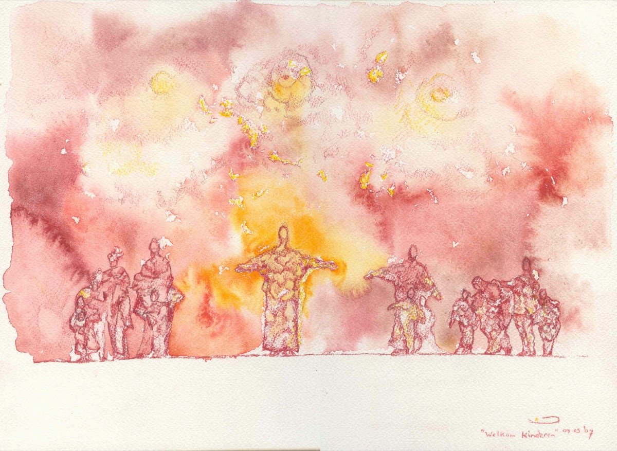 Welcome Children. • watercolour & pencil • 26x36 cm