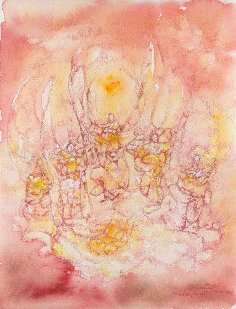Mother Angel • watercolour & pencil • 41x31cm