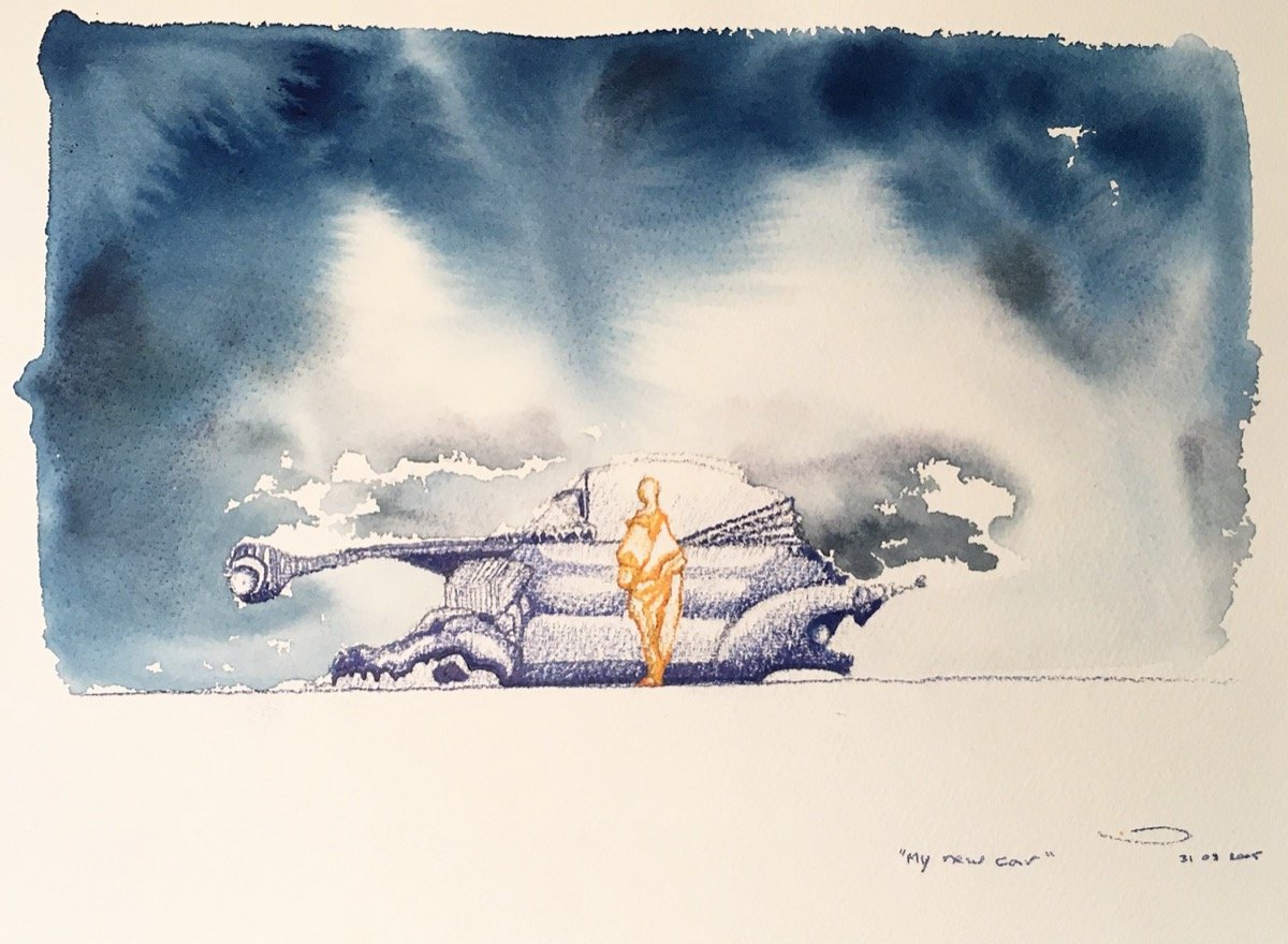 My New Car • watercolour & pencil • 26x36cm