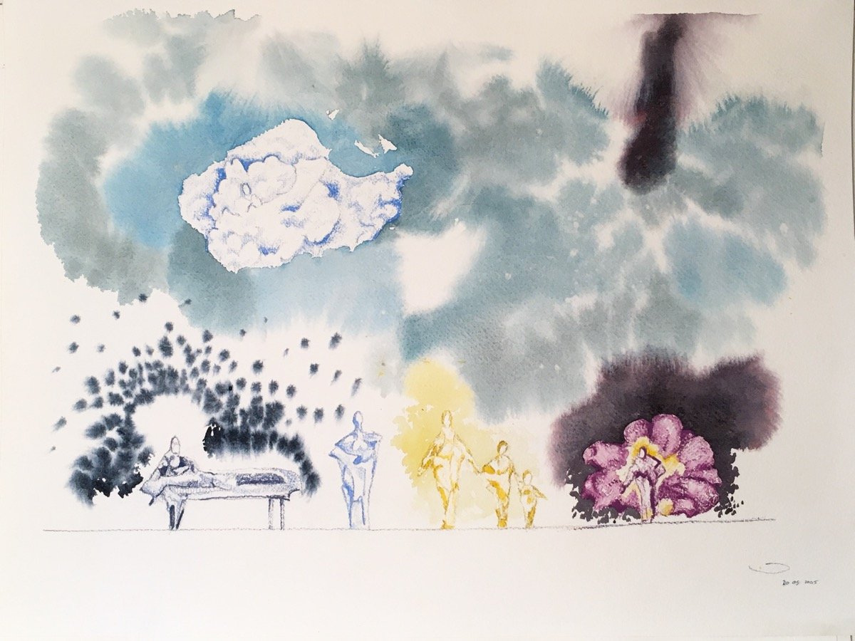 Visiting the Injured • watercolour & pencil • 31x41cm