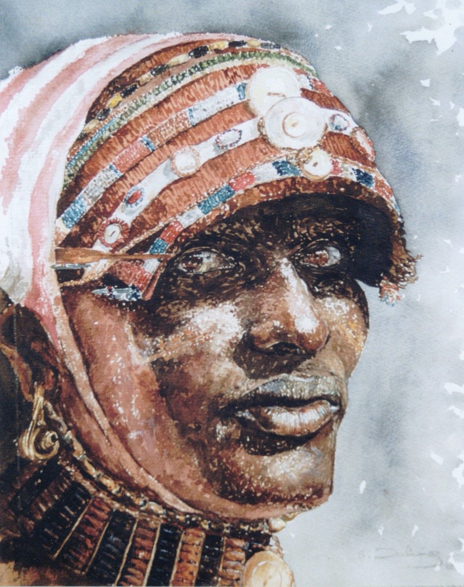 Masaai Man. • watercolour • 38x38cm