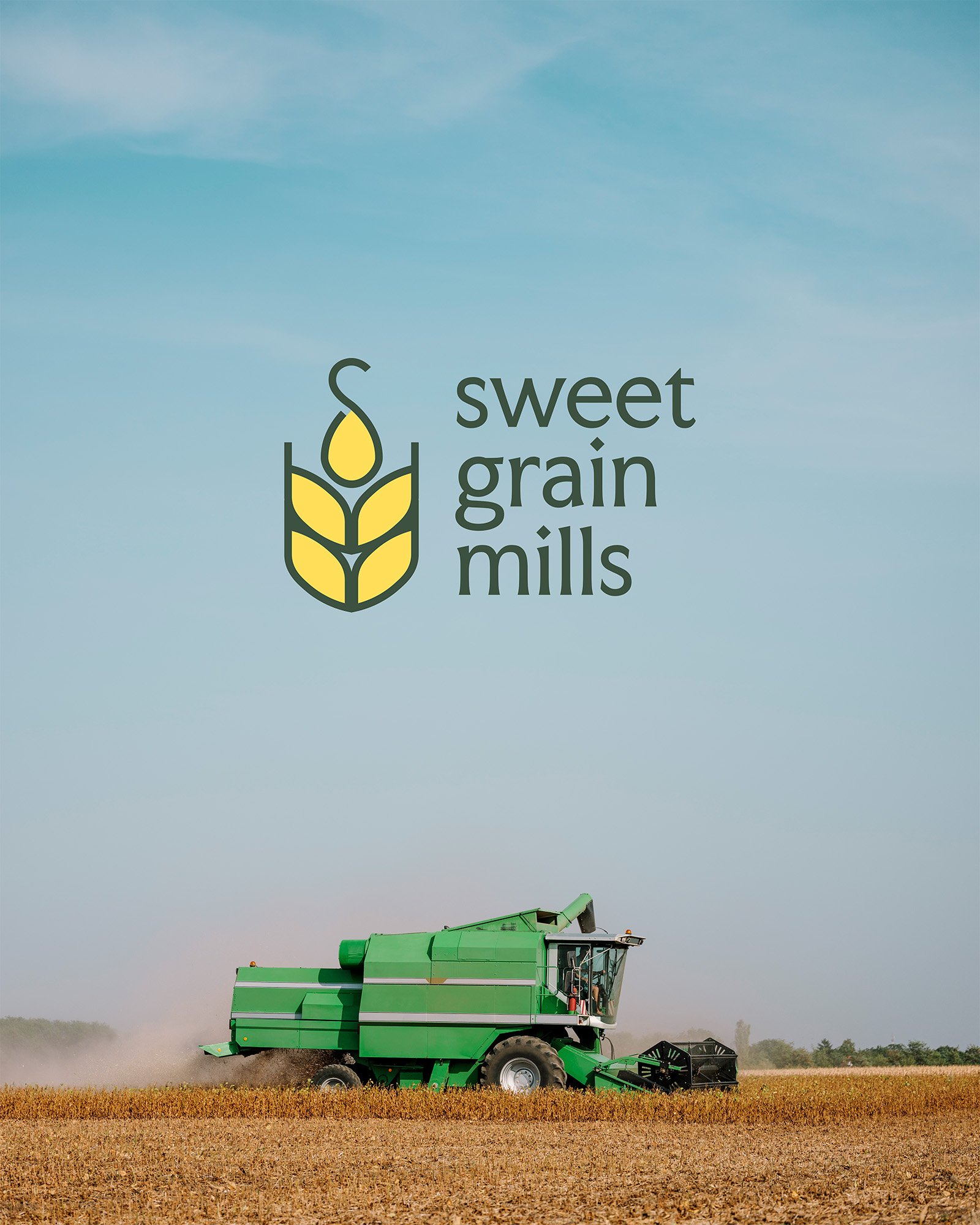 Sweet Grain Mills branding Logo Introduction with a Harvester.jpg