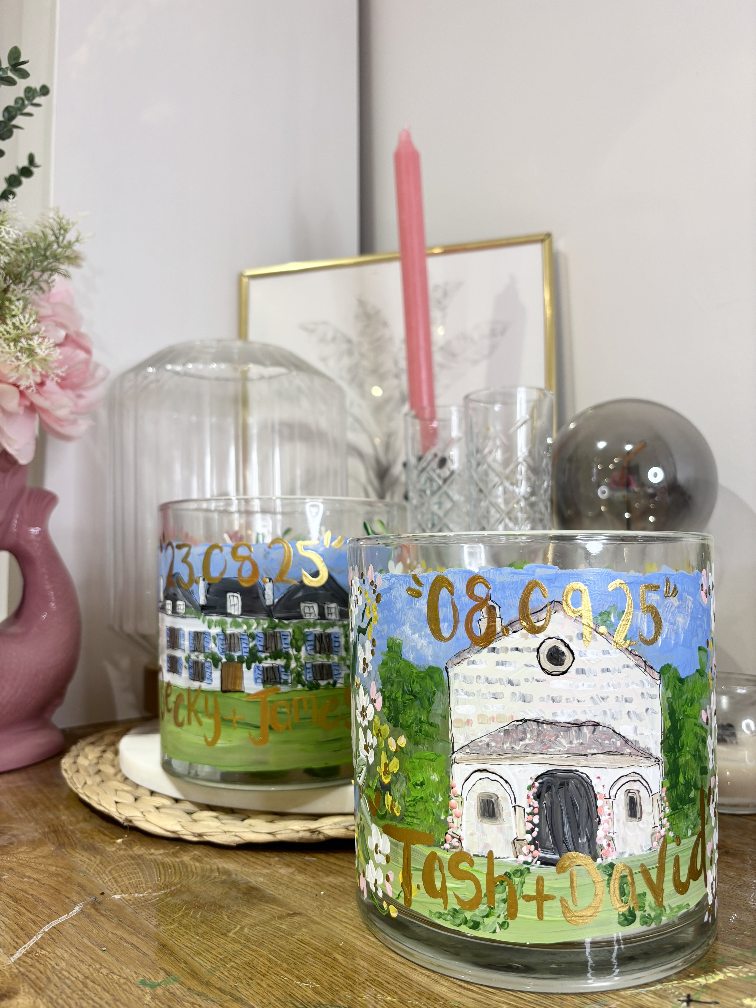 Hand-Painted Wedding Venue Candle – Personalised Keepsake
