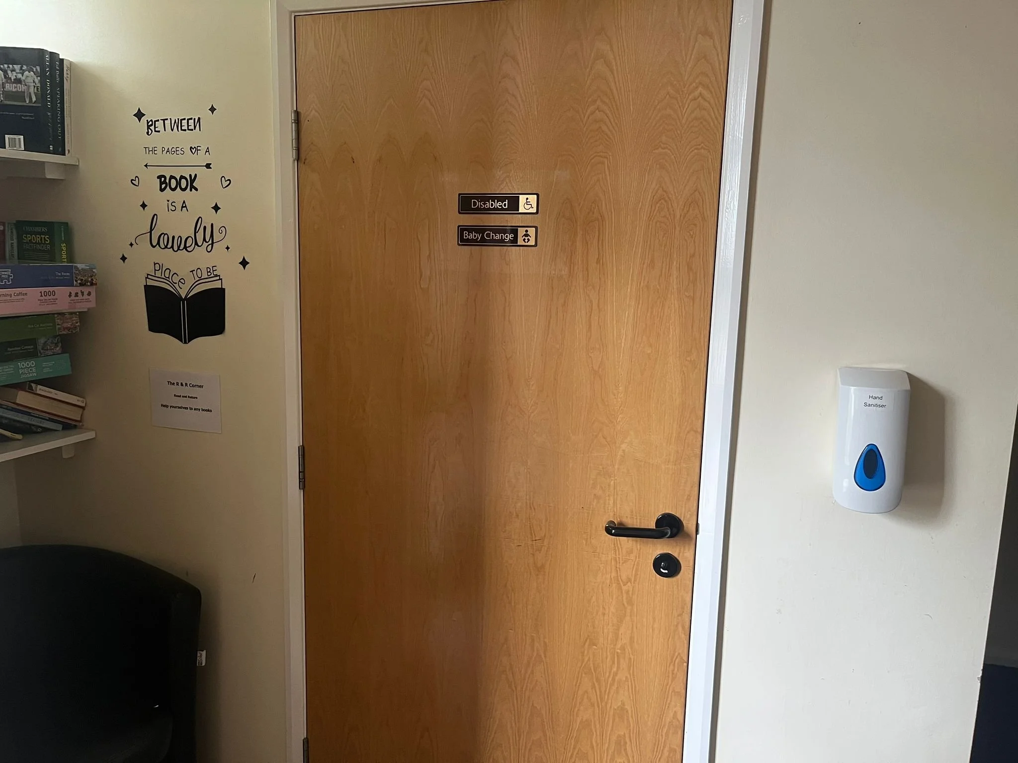 Disabled toilet, located to the left of main entrance