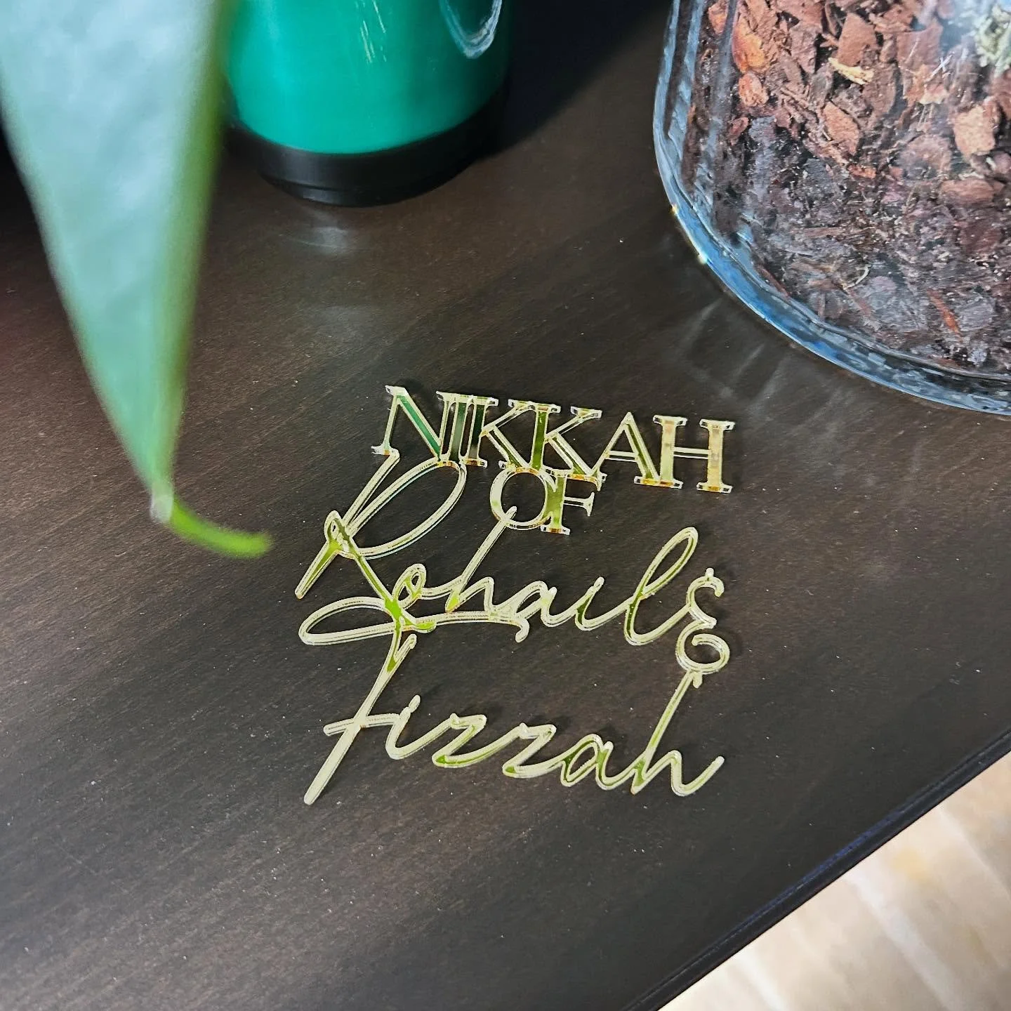 Celebrate your Nikkah in style with a sleek acrylic cake charm. Simple, elegant, and custom-made for your special day ❤️ 
#Nikkah #NikkahDecor #NikkahDay #WeddingDetails #WeddingDecor #WeddingInspiration #BrideToBe #GroomToBe #ModernWedding #MinimalW