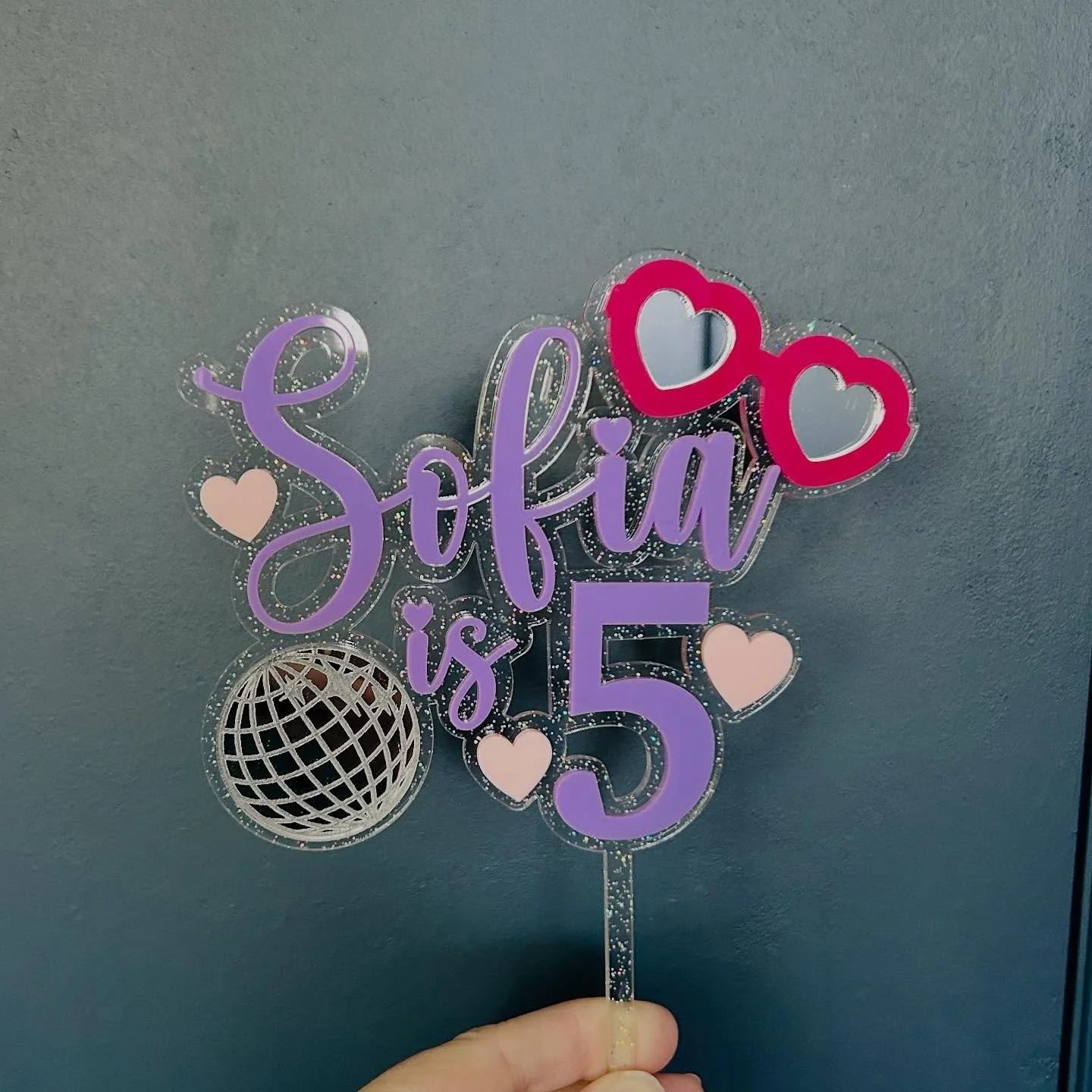 5! (Sofia&rsquo;s Version 🪩) #caketopper #lasercutdesigns