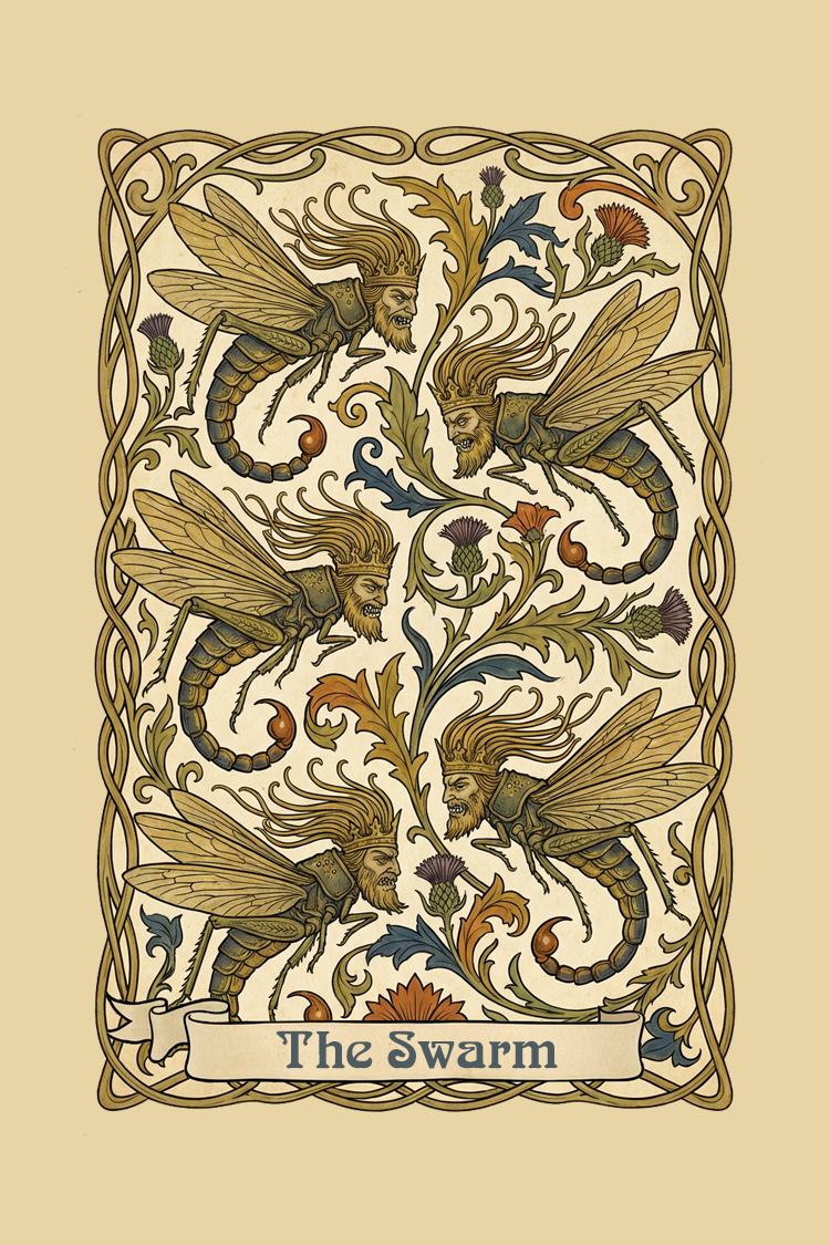 The swarm card from the card game Sting of Jesus