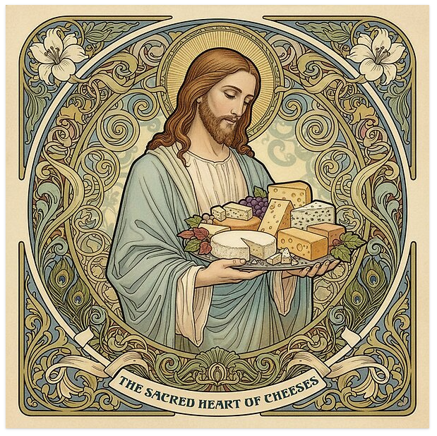 The Sacred Heart of Cheeses art nouveau style