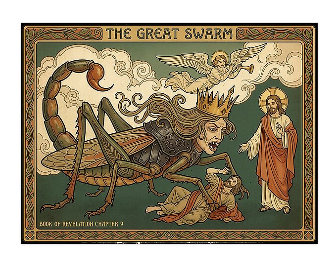 Art Nouveau The Great Swarm Book of Revelation Chapter 9