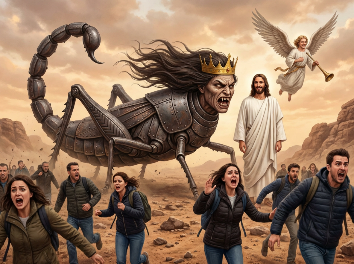 People run from Jesus in fear as the monster of Christ terrorizes them