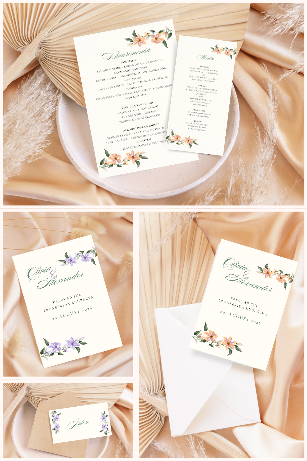 Digitaalne pulmakujunduste komplekt "Lilleline elegants"