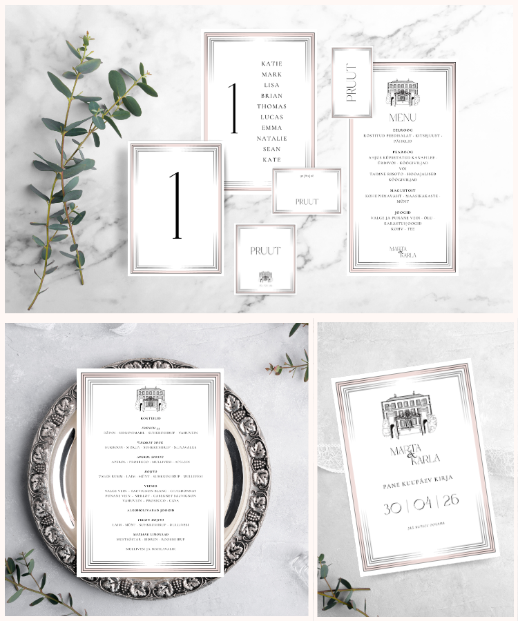 Digitaalne pulmakujunduste komplekt "Mõisa unelm"