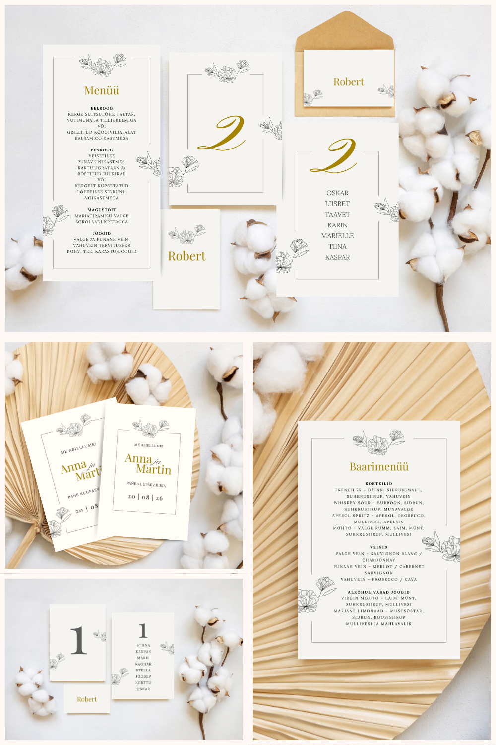 Digitaalne pulmakujunduste komplekt "Kolm õit"