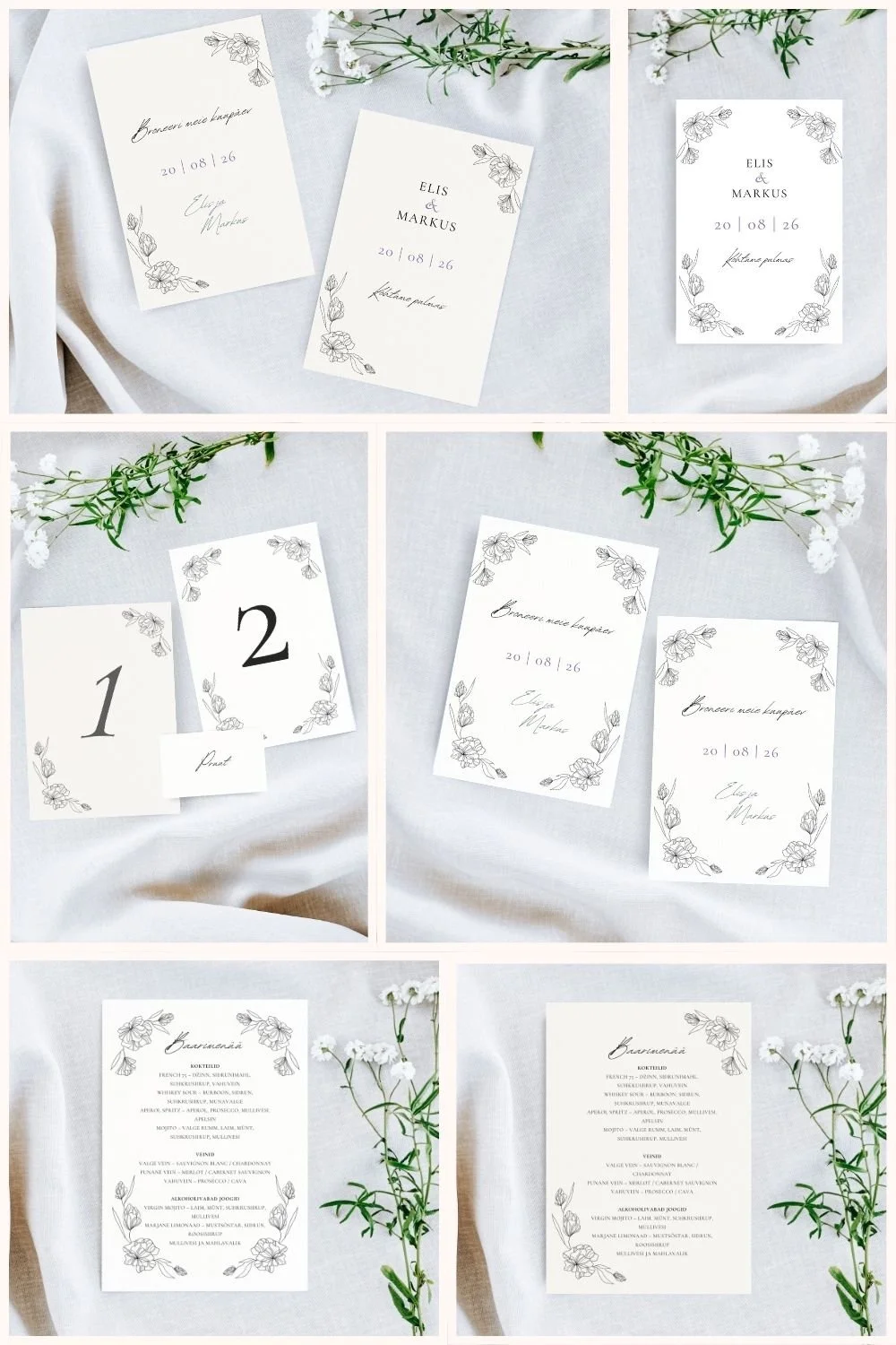 Digitaalne pulmakujunduste komplekt "Vaikne ilu"