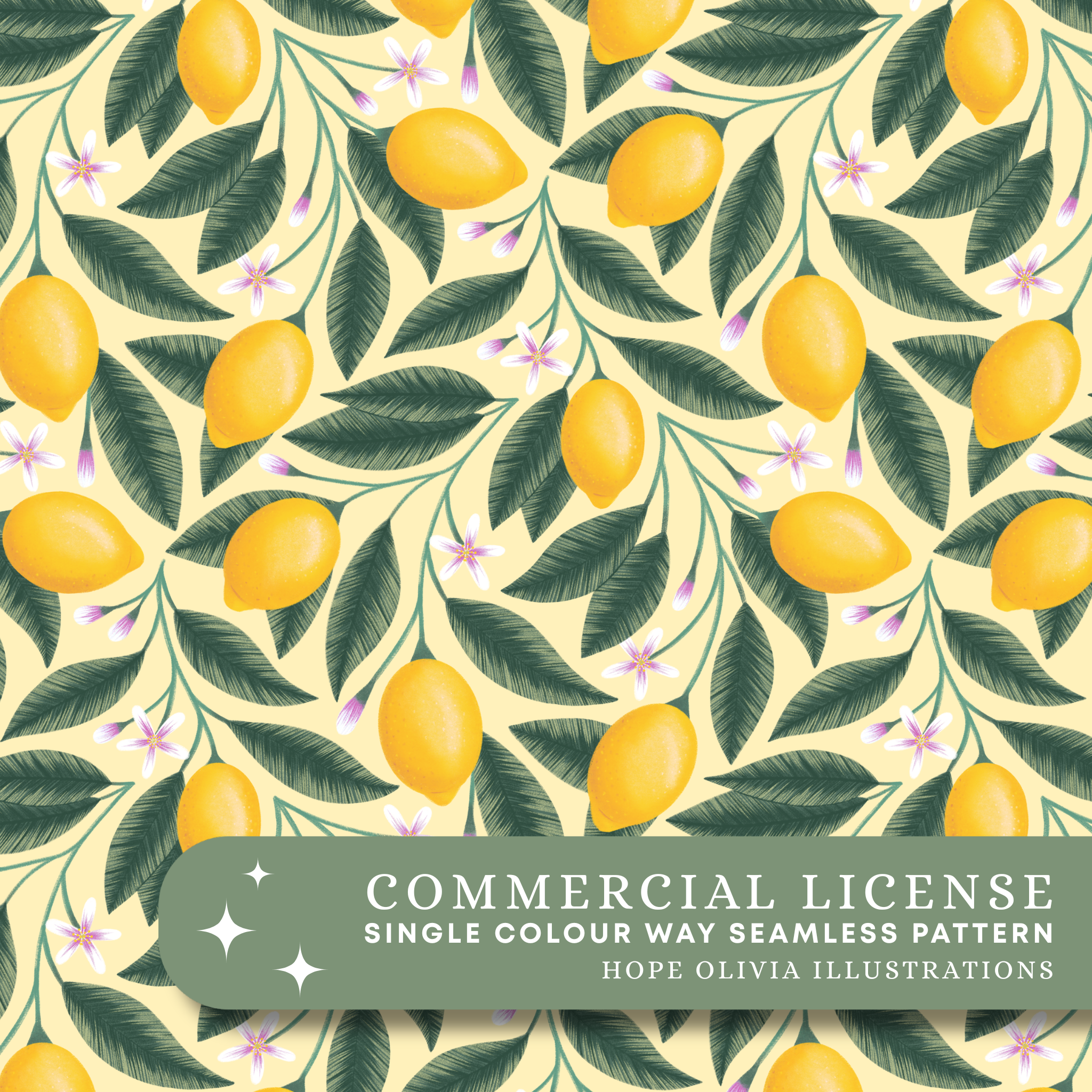 Summer Lemons Yellow Seamless Pattern