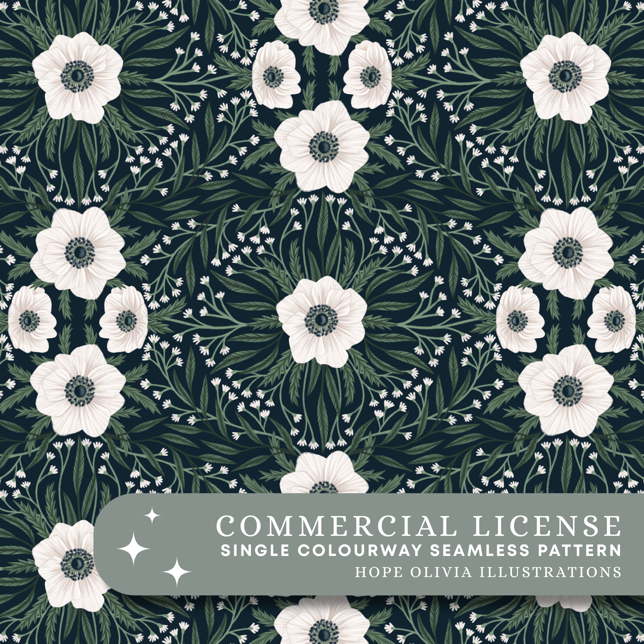 Winter Florals Seamless Pattern
