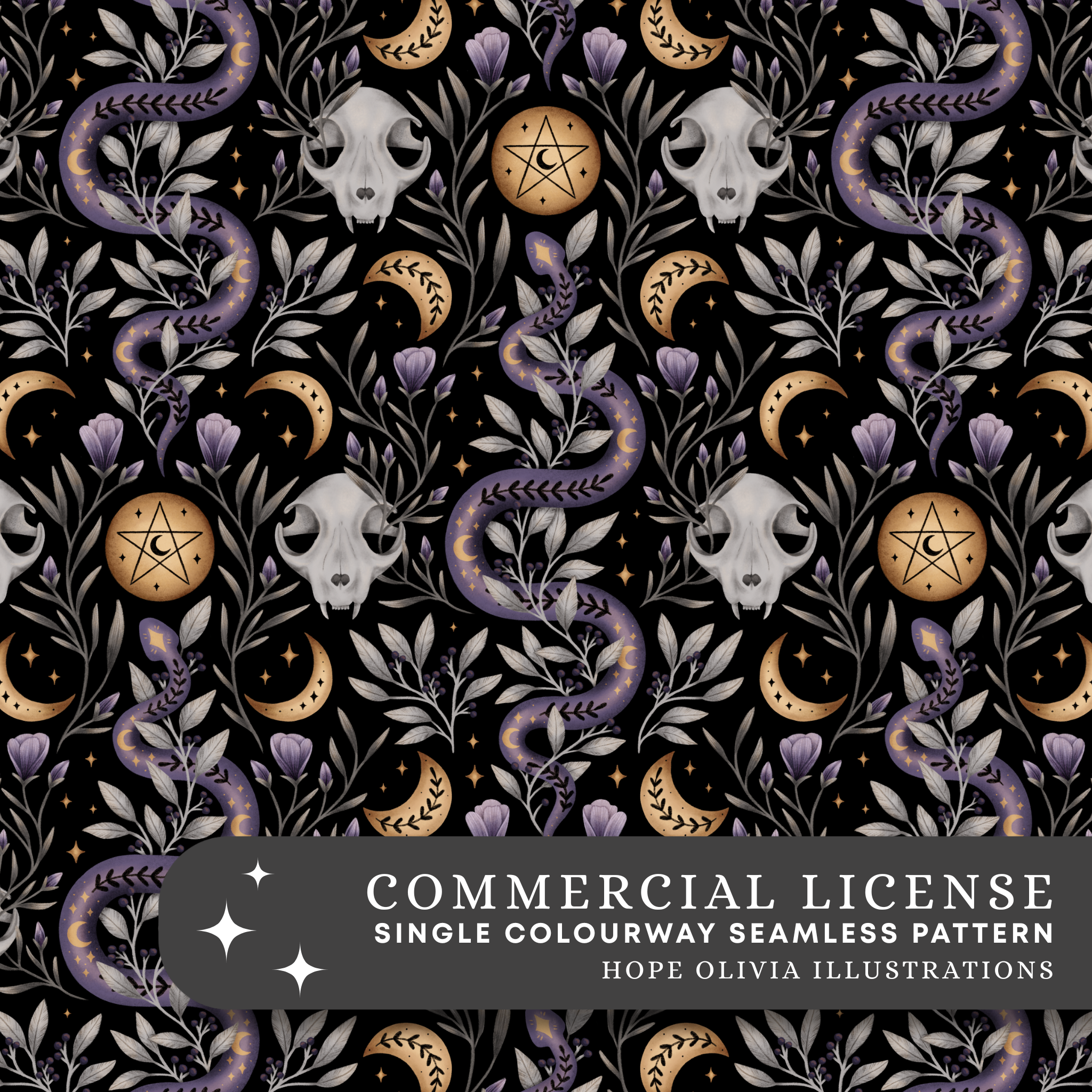Witchy Nights Seamless Pattern
