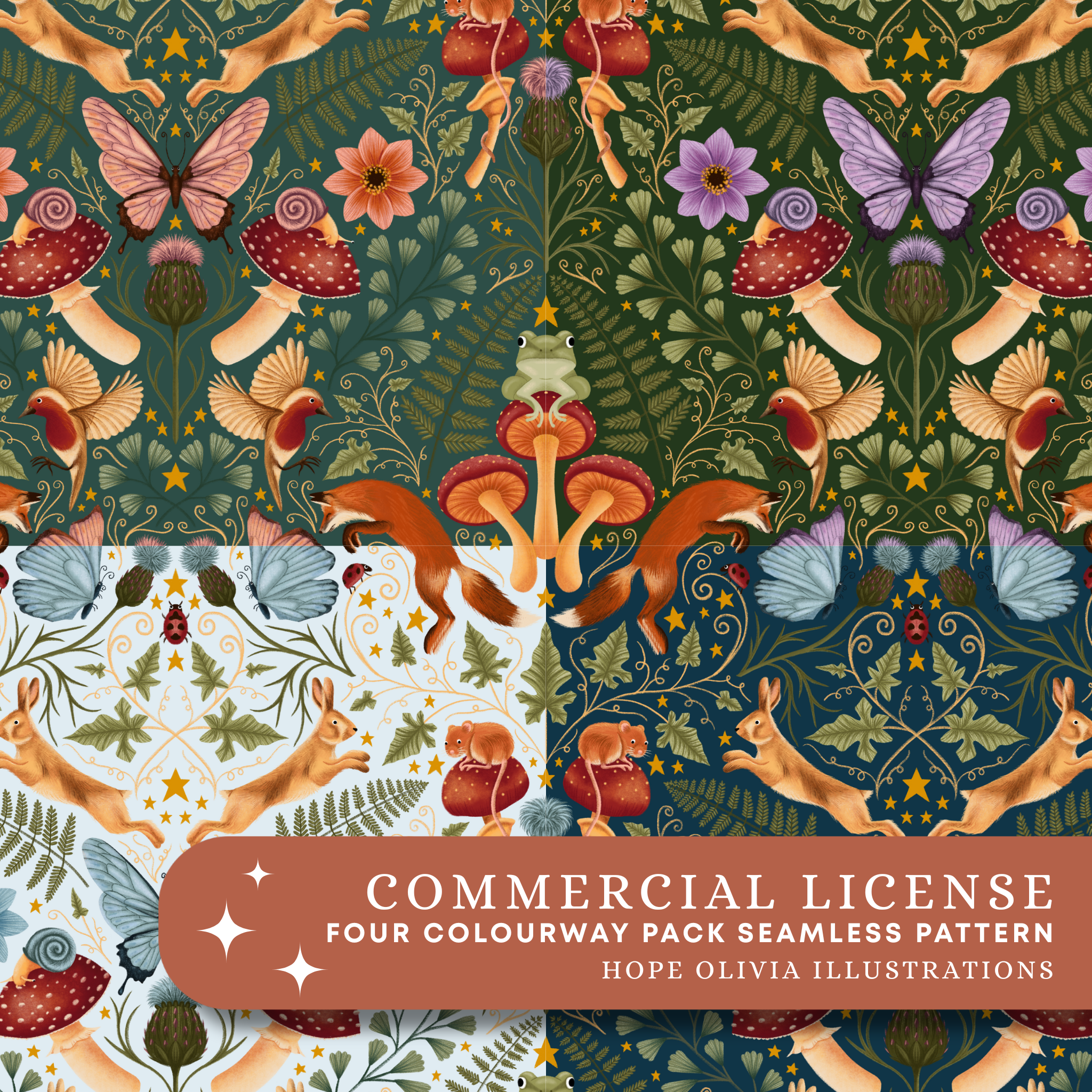 Enchanted Forest Colour Way Pack Seamless Patterns