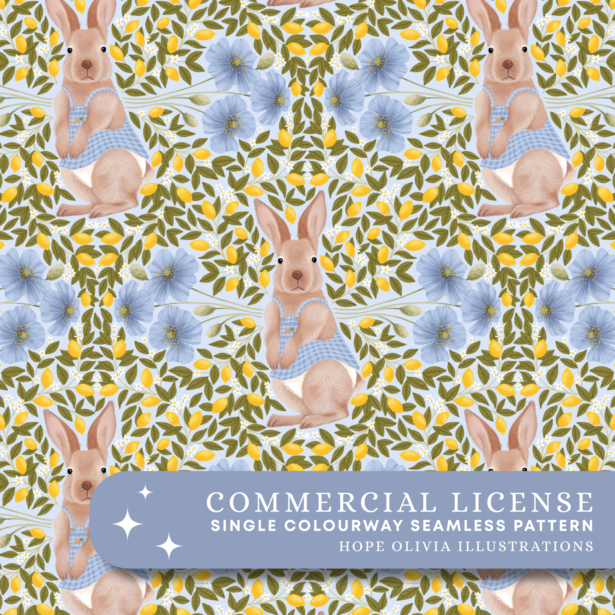 Lemonade Bunny Seamless Pattern