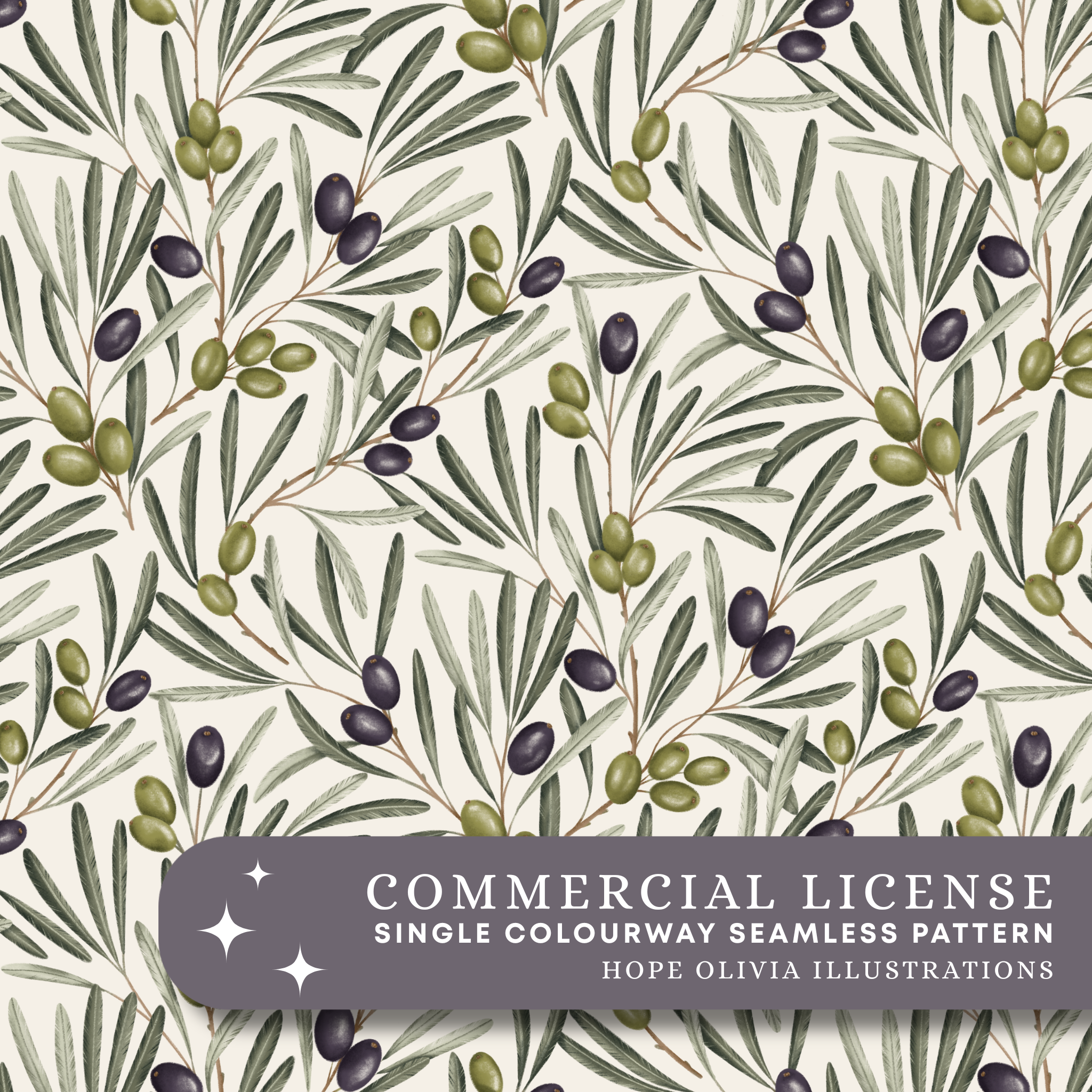 Olive Branch Light Seamless Pattern