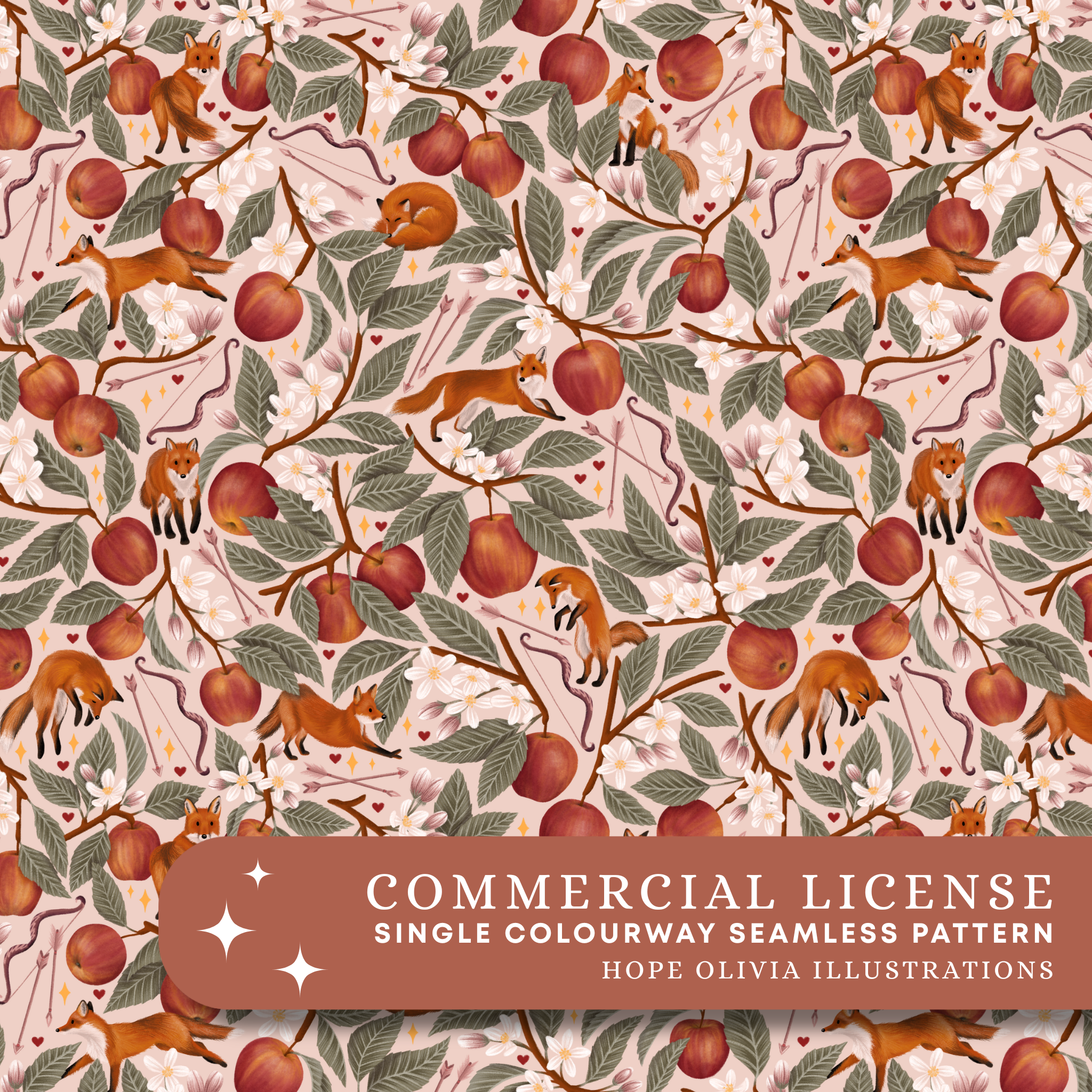 The Archer and The Fox Seamless Pattern