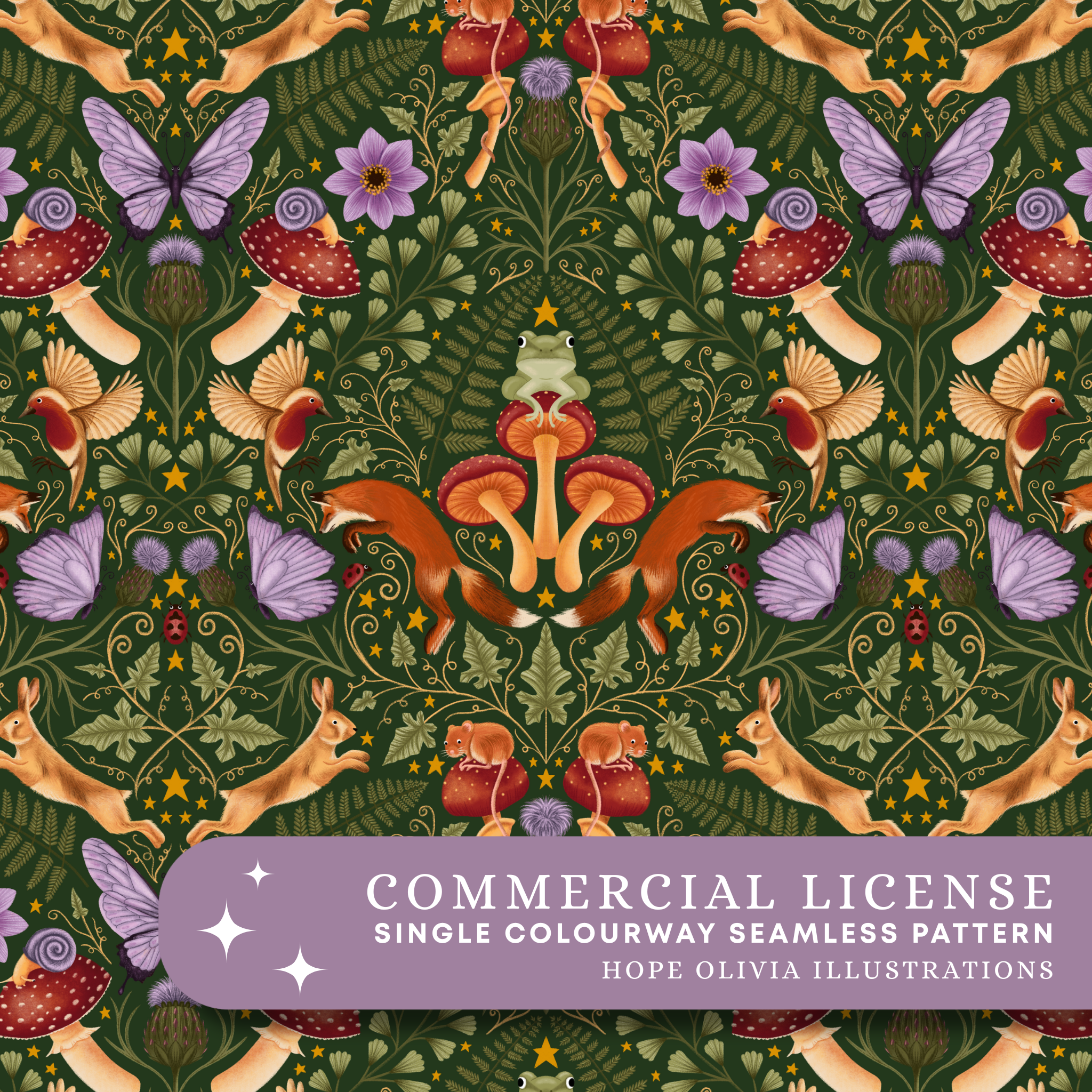 Enchanted Forest Purple Seamless Pattern