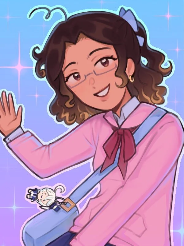 Business Card (Front side) 😍

#digitalart #originalartwork #artist #fyp 

This is a drawing of me btw 😁 (The keychain is Furina from Genshin Impact)