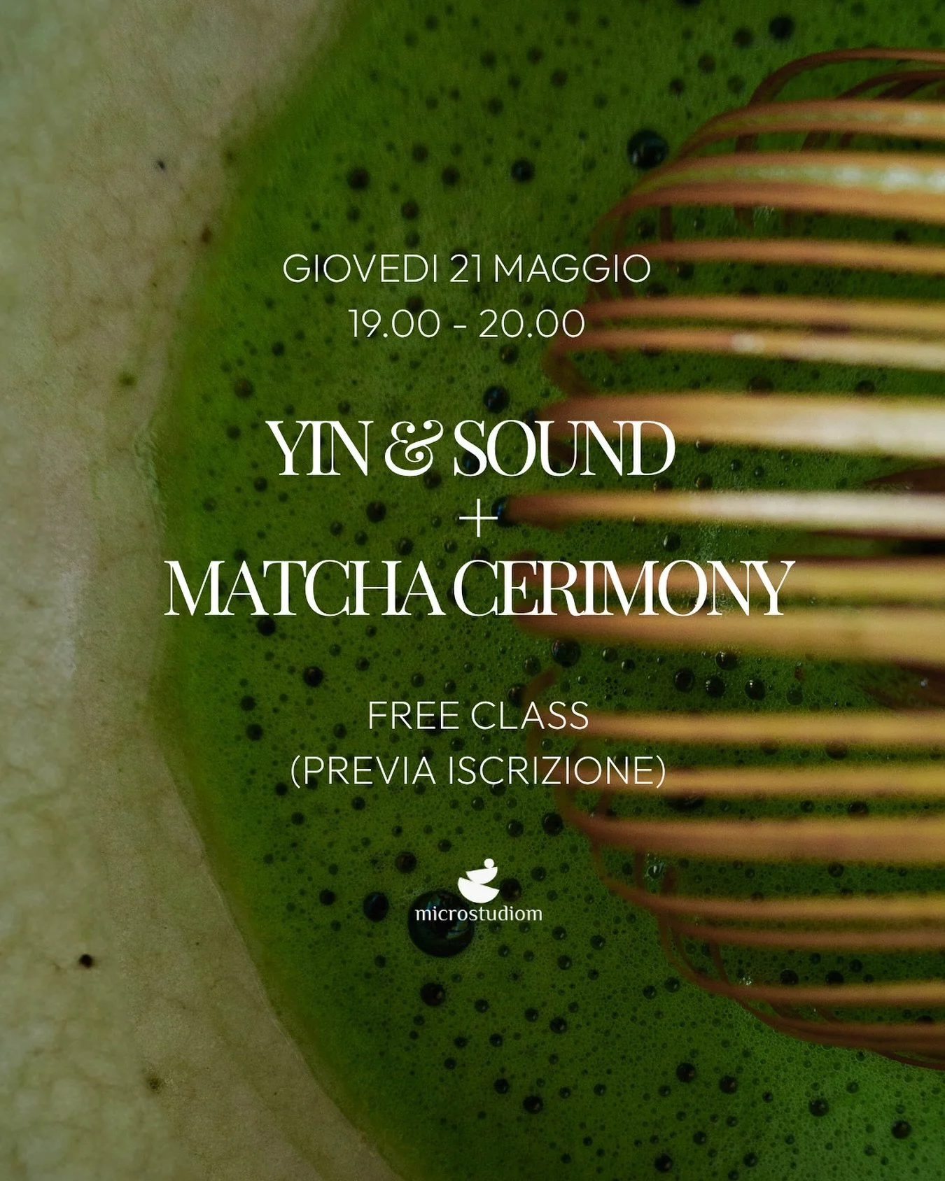 Gioved&igrave; 21 Maggio alle 19, ti aspettiamo per una pratica di Yin Yoga accompagnata dal suono delle campane di cristallo, seguita dalla scoperta del rituale del T&egrave; Matcha e assaggio insieme a @matchalove_ryoko 
La pratica &egrave; gratuit