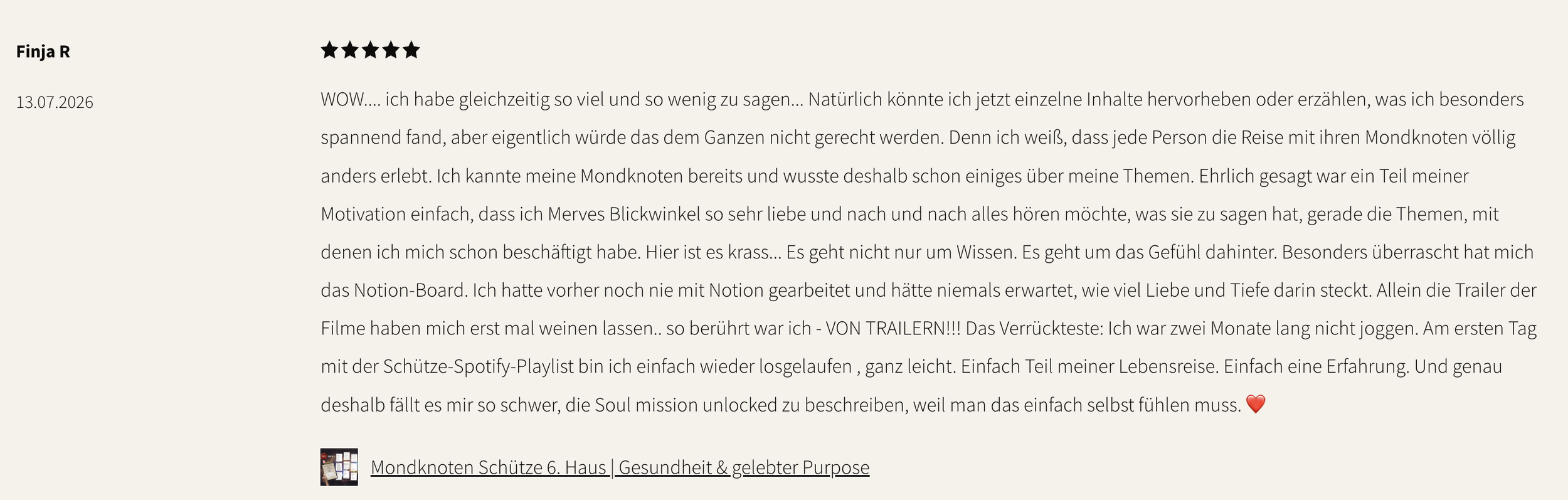 Fünf-Sterne-Rezension von Kundin für Soul Mission Unlocked Mondknoten-Reihe von Be Mervellous