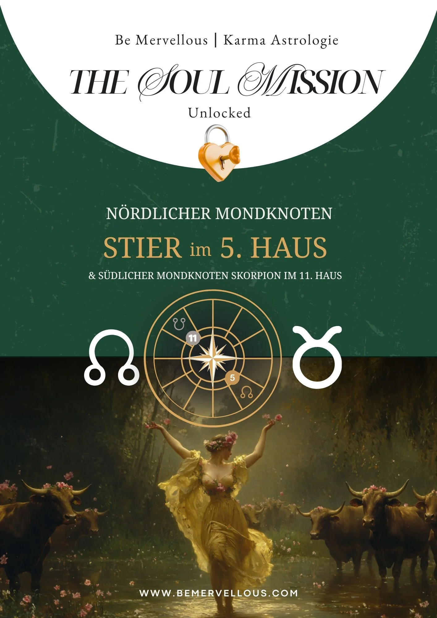 Erfahre, wie der Mondknoten Stier im 5. Haus deine Kreativität, Sinnlichkeit & Seelenaufgabe formt – Soul Mission Unlocked™️.