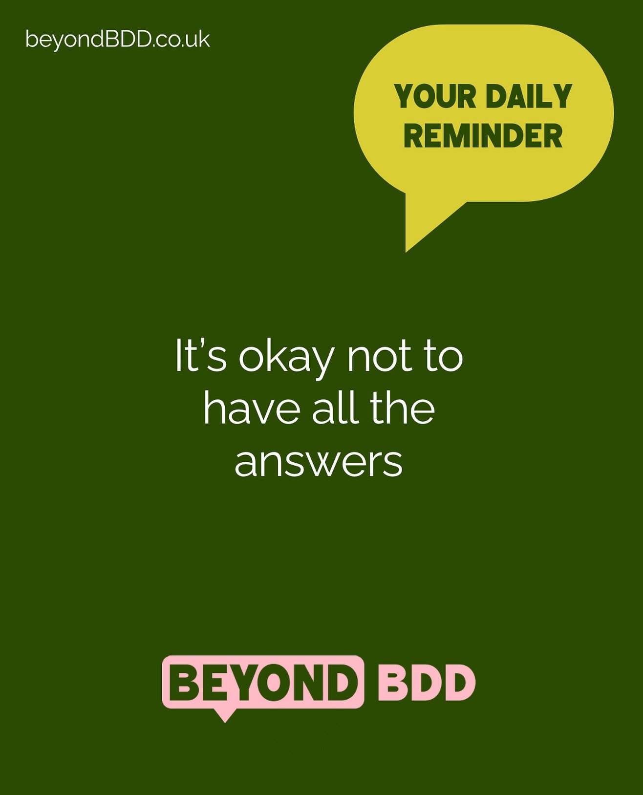 It&rsquo;s okay not to have all the answers. 🫶

I&rsquo;m the kind of person who needs *all* the answers. I want to get under every rock, unpick every moment, make sense of every event.

But BDD isn&rsquo;t that simple &ndash; and it throws us strai