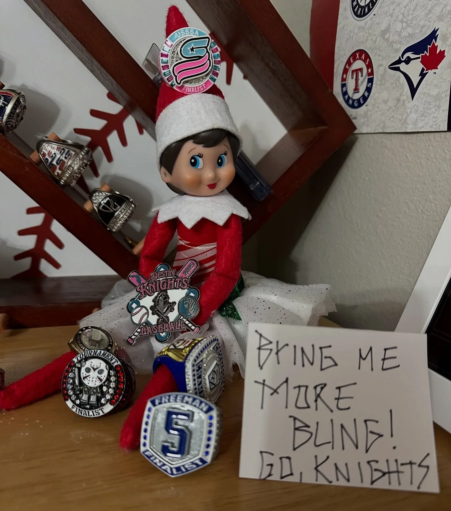 Someone checked the trophy shelf and said:
&ldquo;Uh-oh&hellip; we&rsquo;re low on sparkle. Go fix it, Boys!&rdquo; 💍⚾😂 Let&rsquo;s play ball!